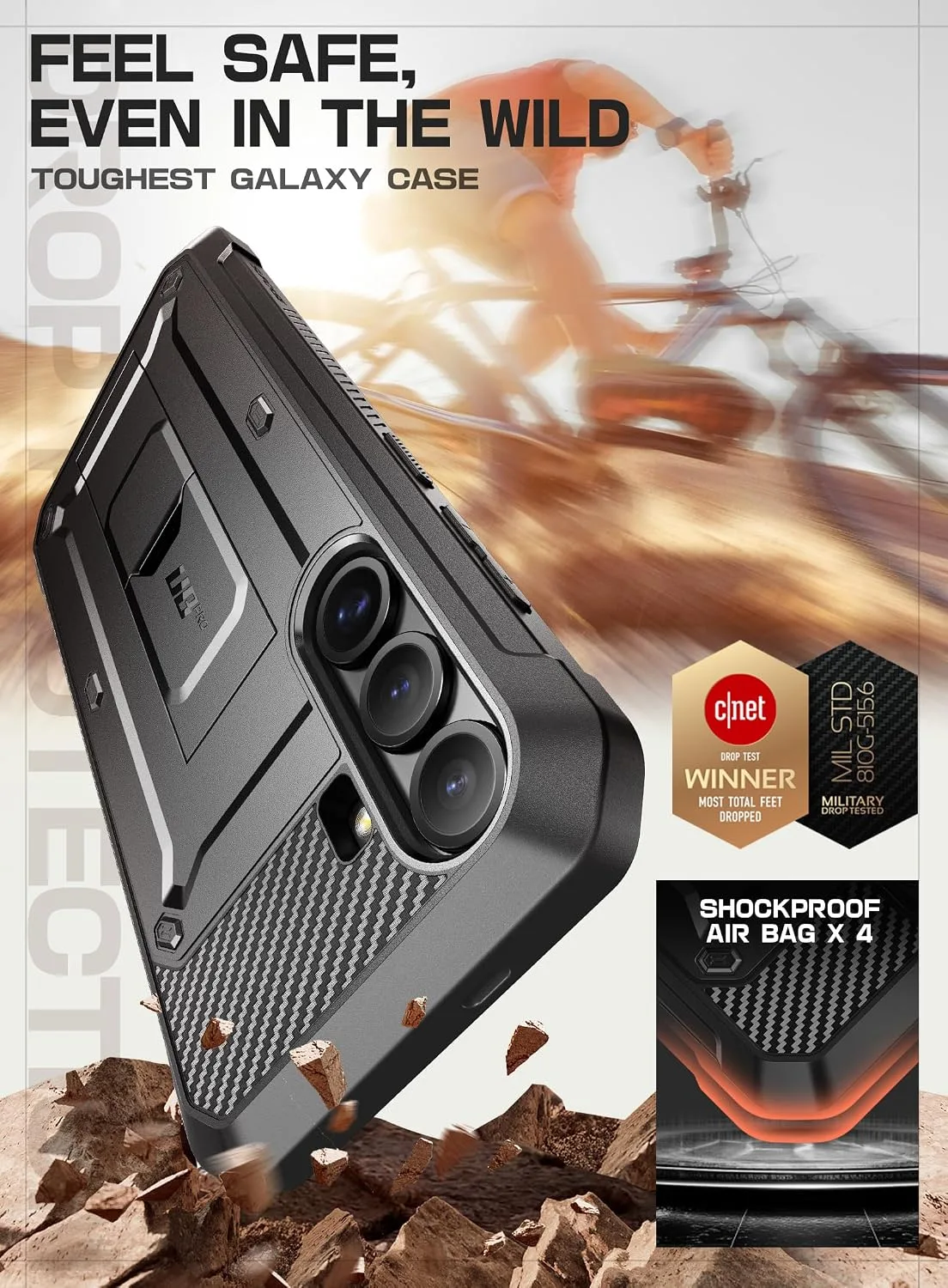 SUPCASE for Galaxy S25 Plus Case with Built-in Screen Protector, Black