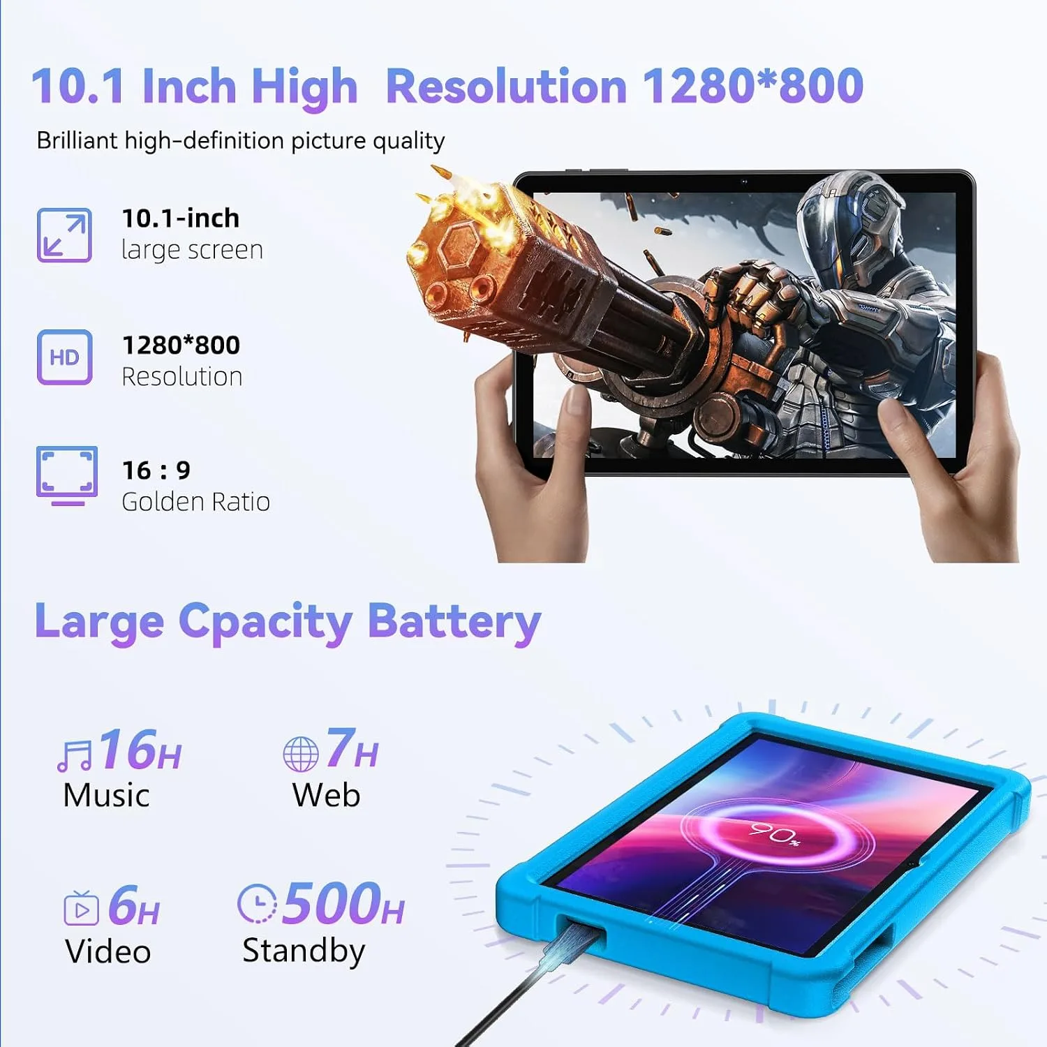 HUIHUANG Tablet 10 Inch Android 16 Tablet, 32GB RAM 128GB ROM