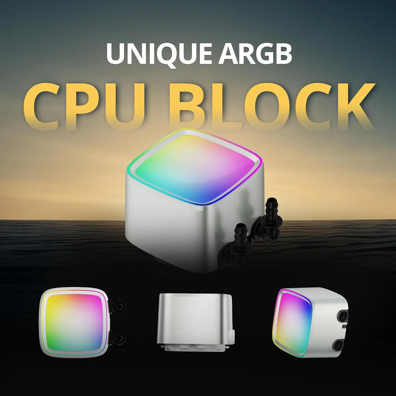 Geometric Future Eskimo Pro - 420mm AIO CPU Liquid Water Cooler- RGB PWM Squama 2503W 140mm Fan x 3- Fit Intel® LGA 1700, AMD®AM5 - White- (GEO-EP-42W)