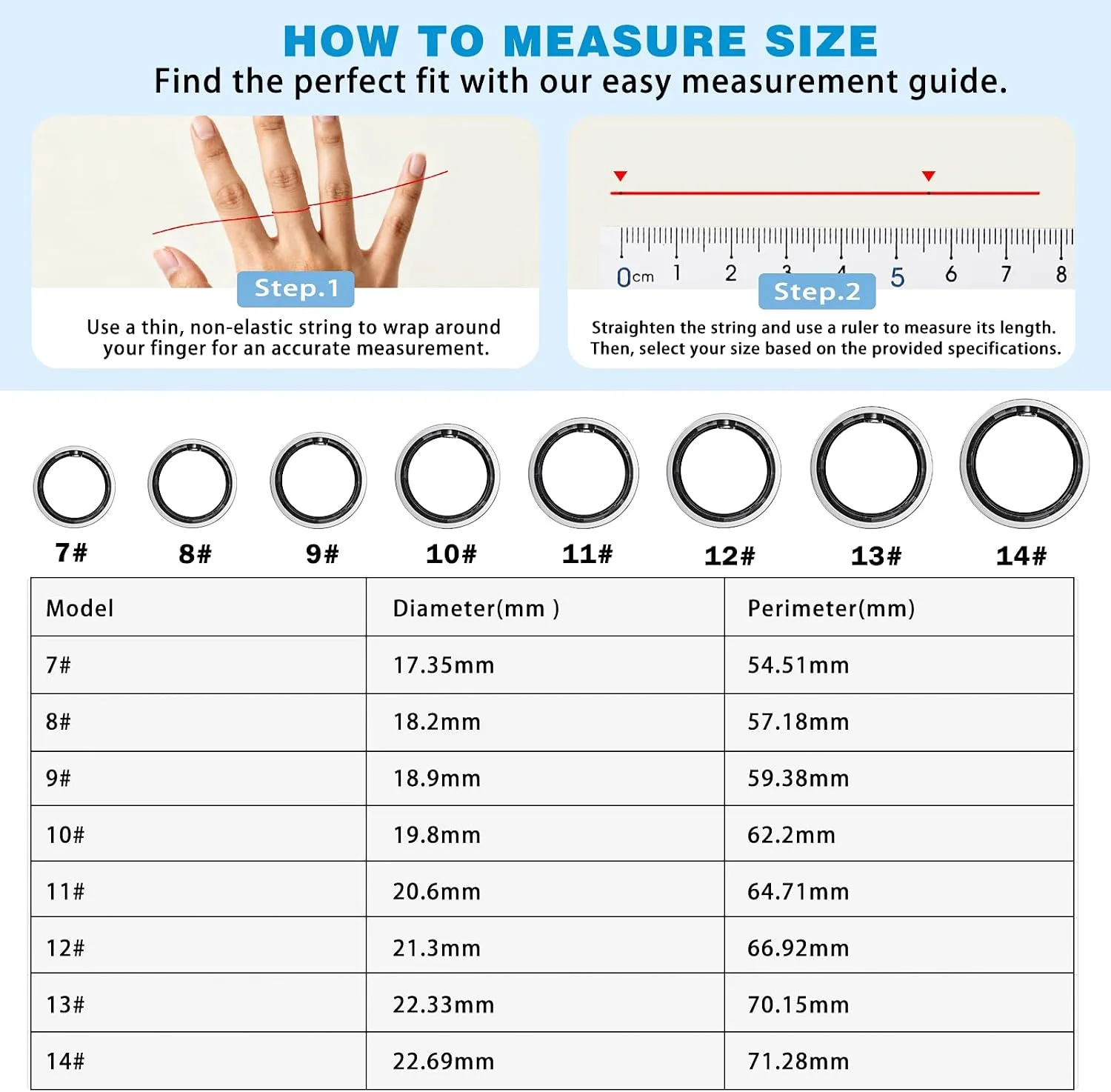 Smart Ring Women Men, Fitness Tracker, No Subscription, Sleep, Silver 10