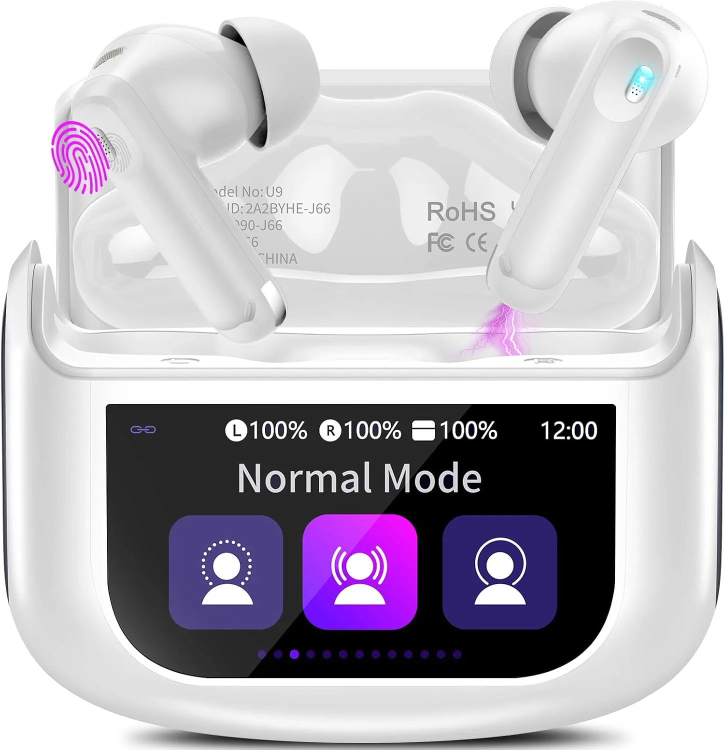 Active Noise Cancelling Ear Buds 48H Wireless Earbuds with Touch Screen