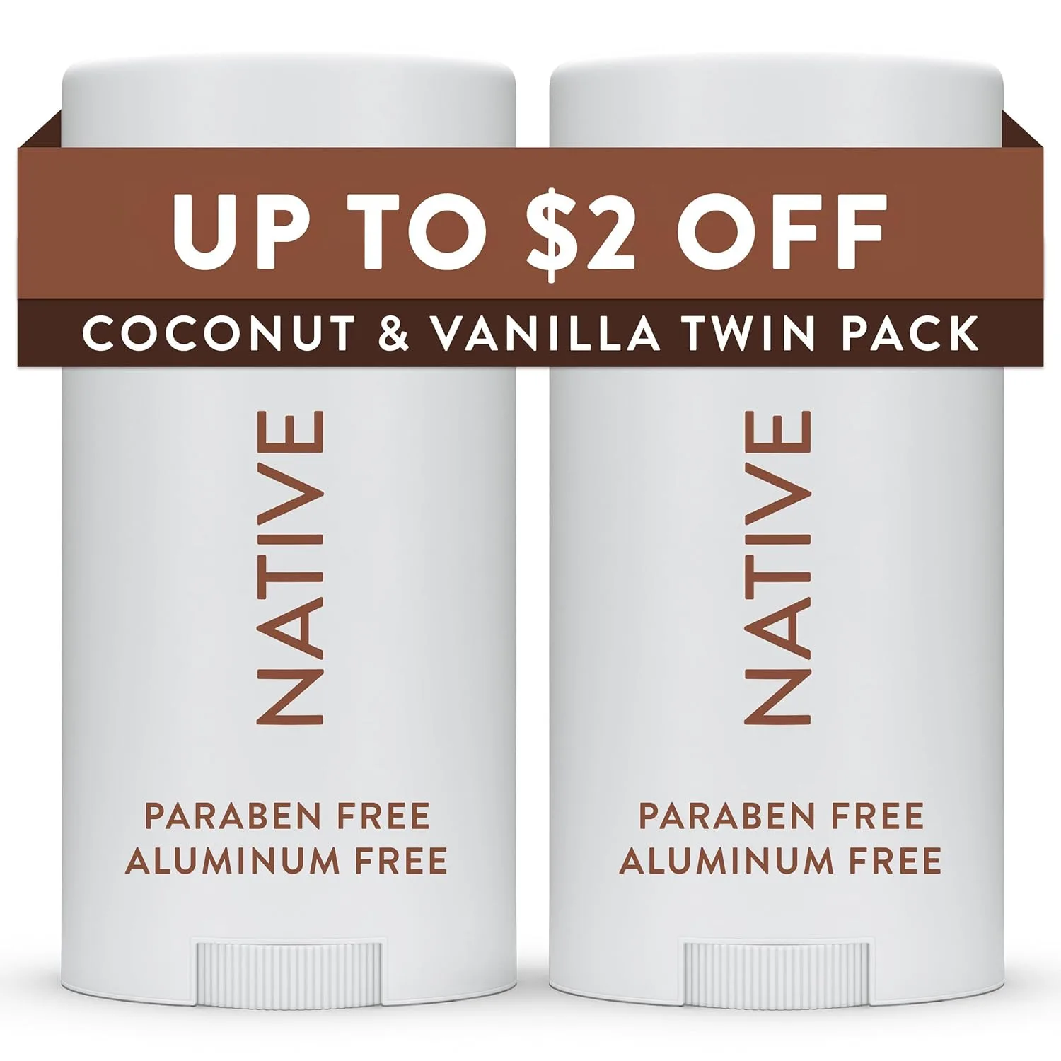 Native Aluminum-Free Deodorant, Coconut & Vanilla Scent, 2.3oz Pack of 2