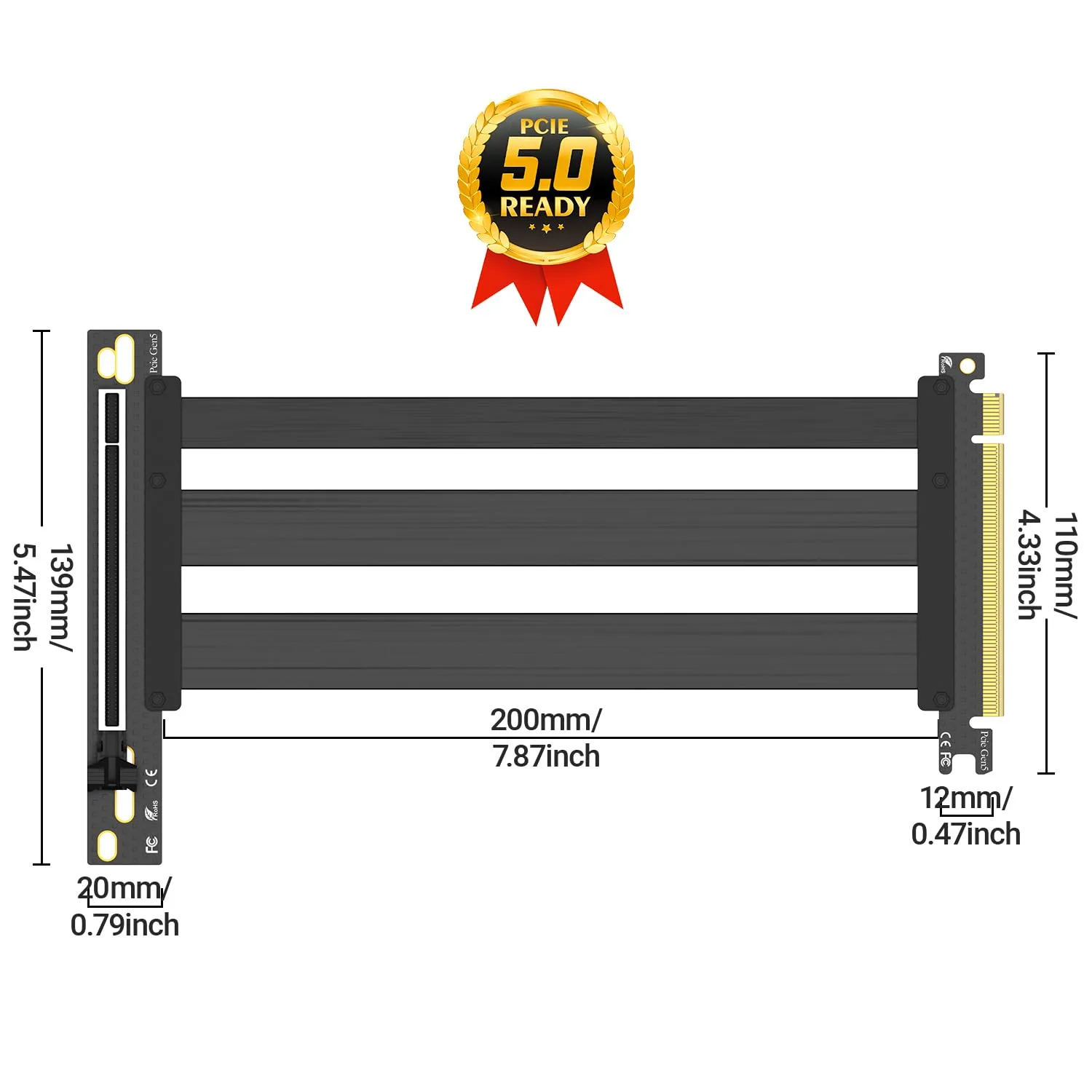 JEYI PCIE 5.0 Riser Cable Vertical GPU Mount x16 128GB/s RTX 5090/5080