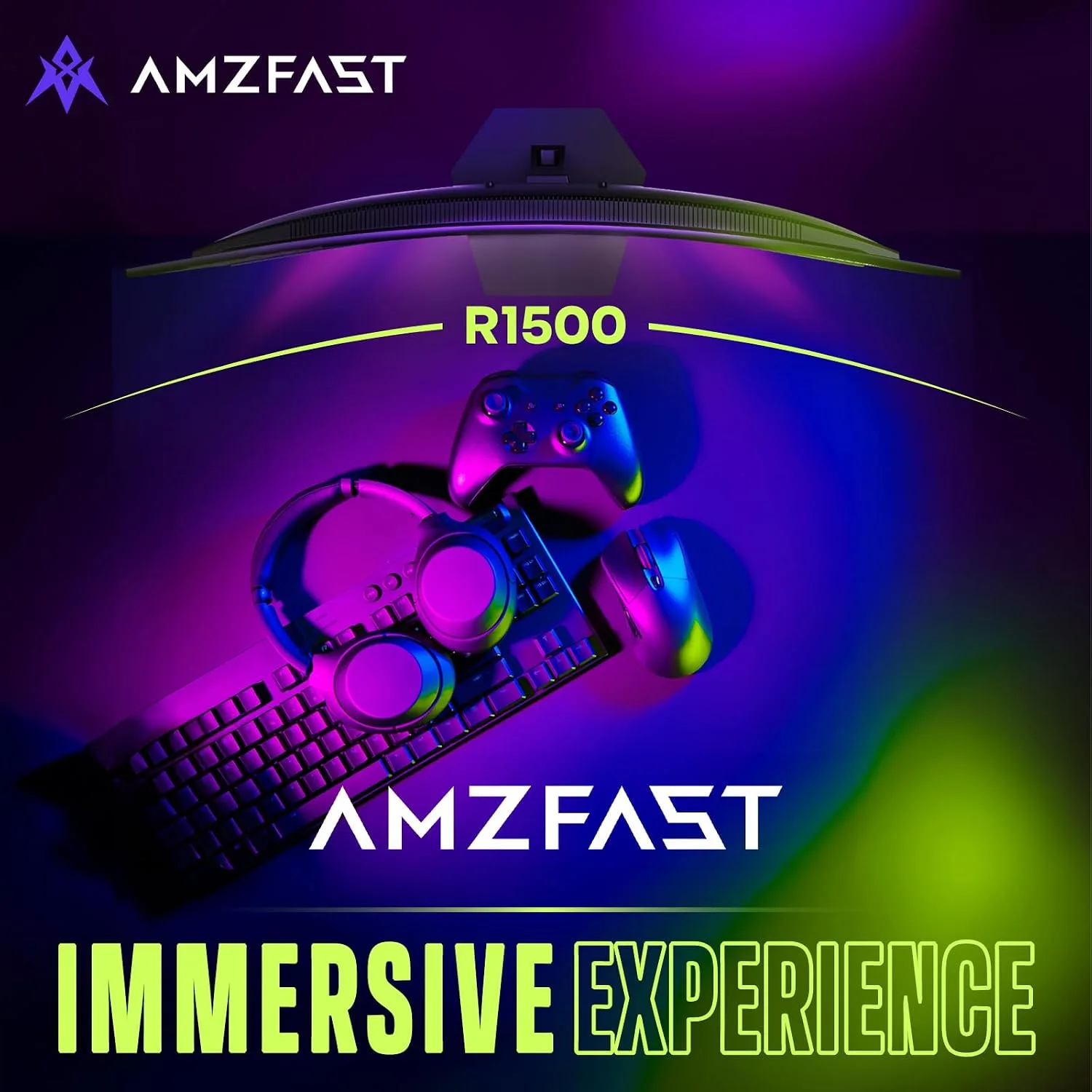 Amzfast 27 inch 200Hz Curved Gaming Monitor, FHD 1080p with Built-in Speakers, FreeSync, MPRT 1ms, 130% sRGB, 3000:1, 1500R, VESA Mount, HDMI 2.0&DP 1.4, 12 Months Warranty, AMZG27C1