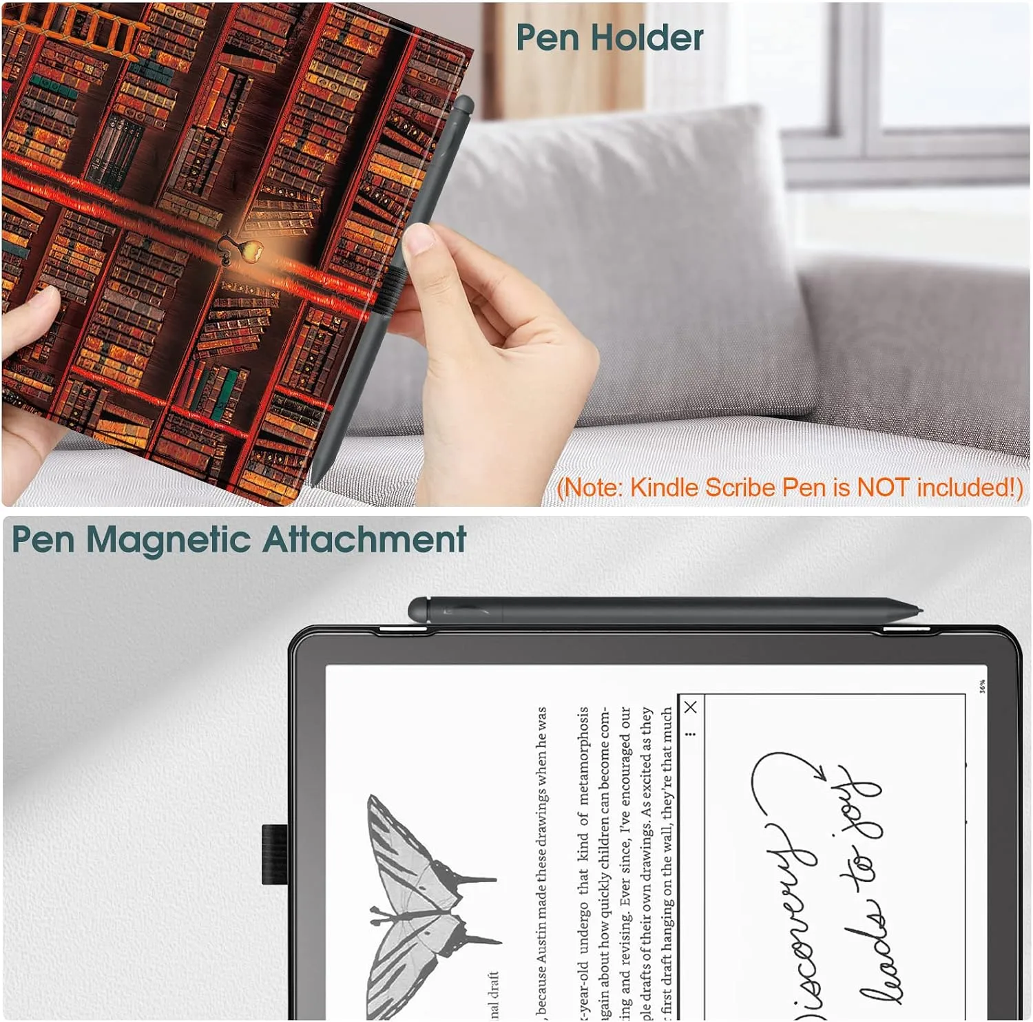 Fintie Slimshell Case for 10.2" Kindle Scribe 2024/2022, Library