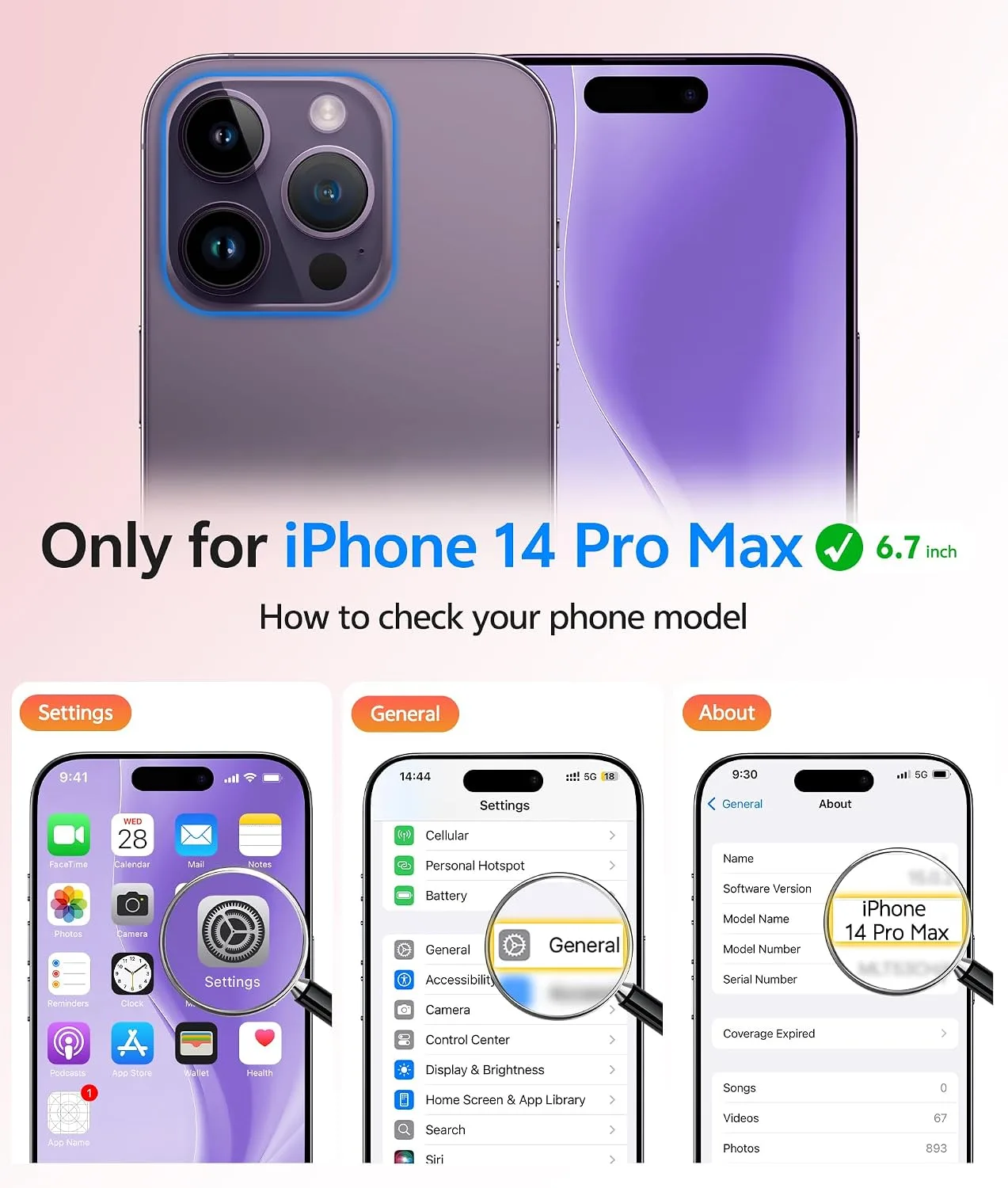 FNTCASE for iPhone 14 Pro Max Case, Fit for Magsafe, Light Purple