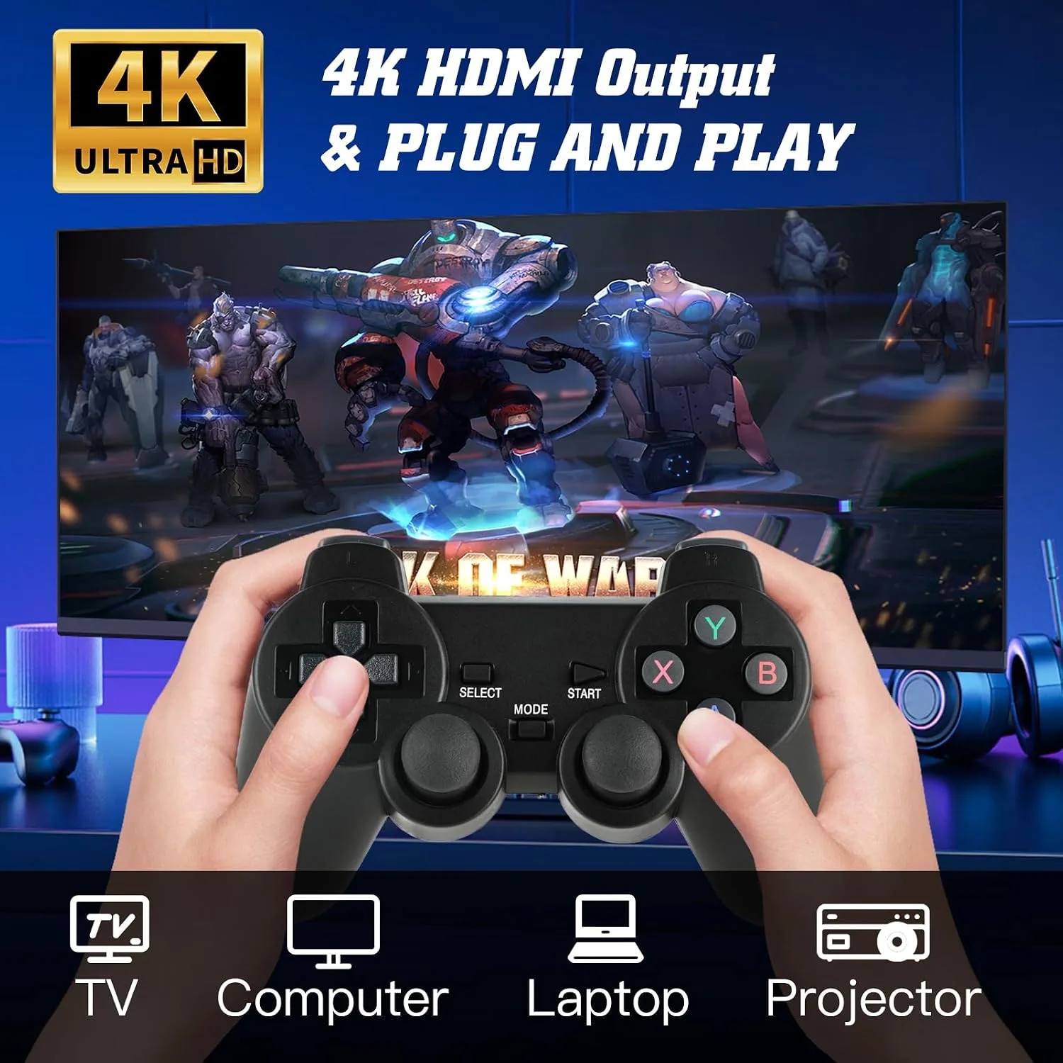 Retro Game Console, Wireless Retro Game Console, Built-in 9 Emulators, 4K HDMI Output, Dual 2.4GHz, Built-in 25200 Games, Plug and Play Video Games, Black