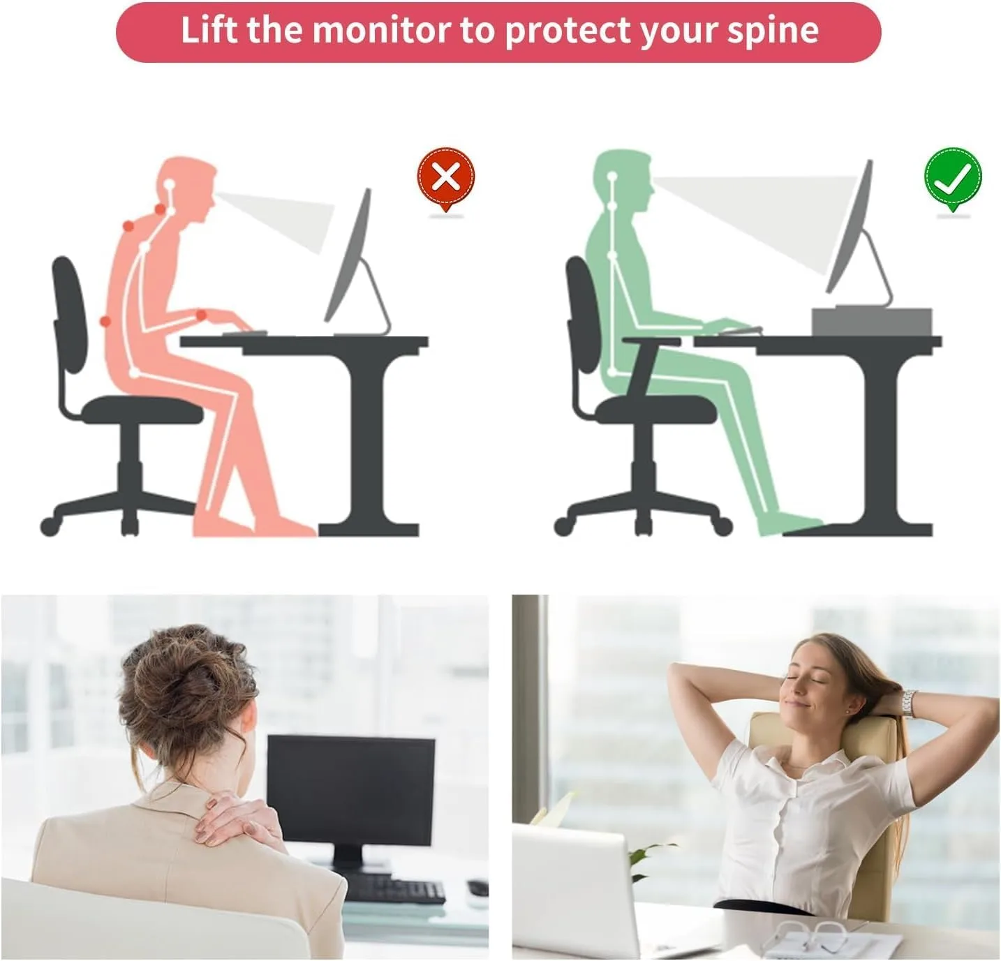 gianotter Desk Organizers and Accessories, Monitor Stand with Drawer and 2 Pen Holder, Desktop Organizer Suitable for Offices and Dormitories (Pink)