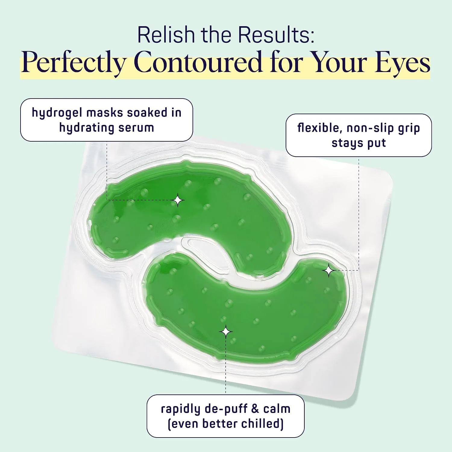 SpaLife In a Pickle Hydrogel Under Eye Patches for Dark Circles | Pickle Gifts for Women | Hydrating Undereye Masks for Bags and Puffiness | Pack of 8 Pairs (8 Undereye Treatments)