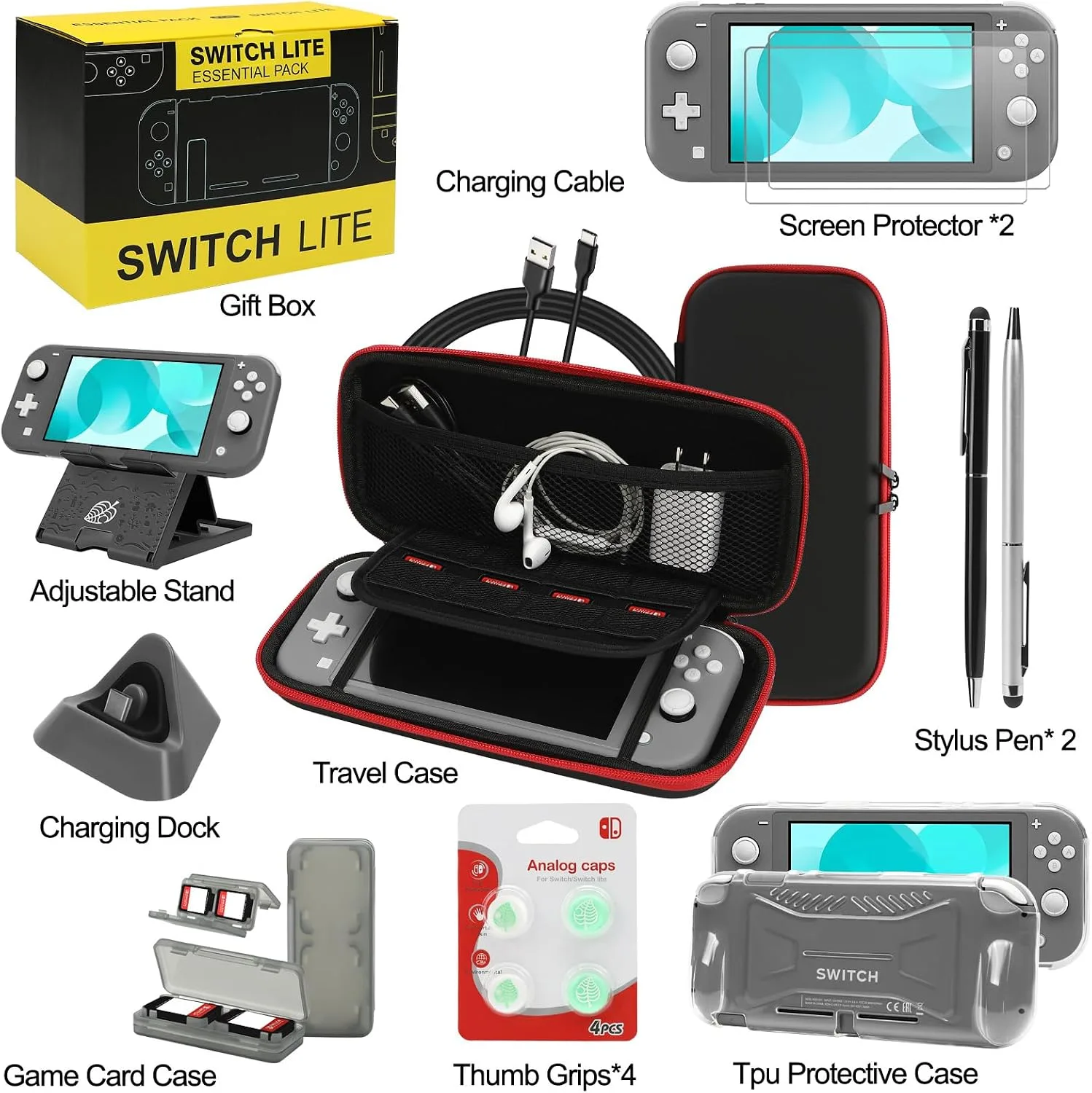 Switch Lite Case 16-in-1 Accessories Bundle for Nintendo Switch Lite (2019)