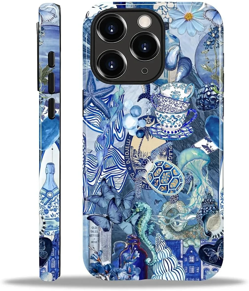 DAIZAG Case for iPhone 11 Pro Max,Mixed 2 Layer Design Shockproof Soft TPU Ddouble Protection Phone Case for iPhone 11 Pro Max-Blue Book Sea Life World