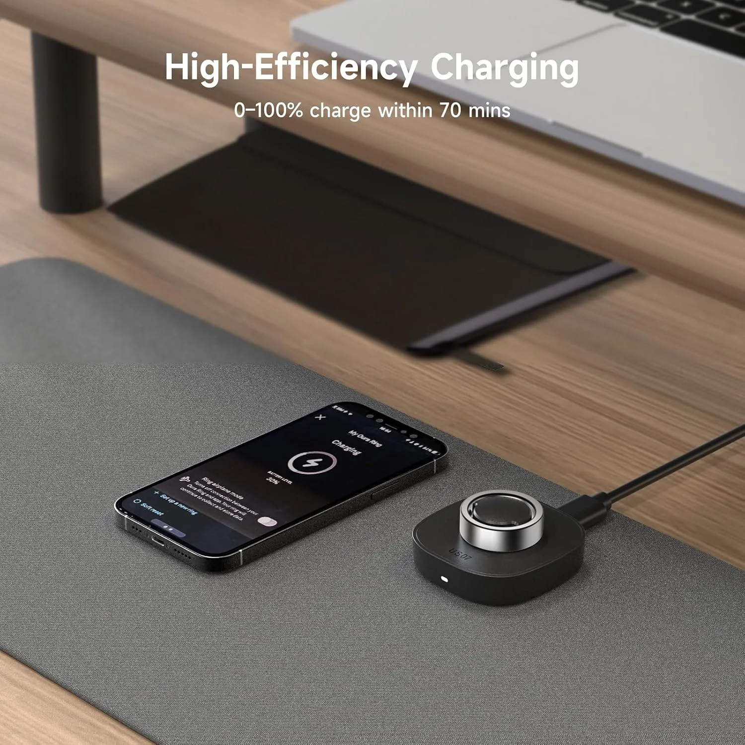 Charger Compatible with Ou-ra Ring Gen3 Size 7 - Fast Charging Dock for Gen 3 Horizon & Heritage Smart Ring, Replacement Charging Base with USB-C Cable, Portable Travel Charger