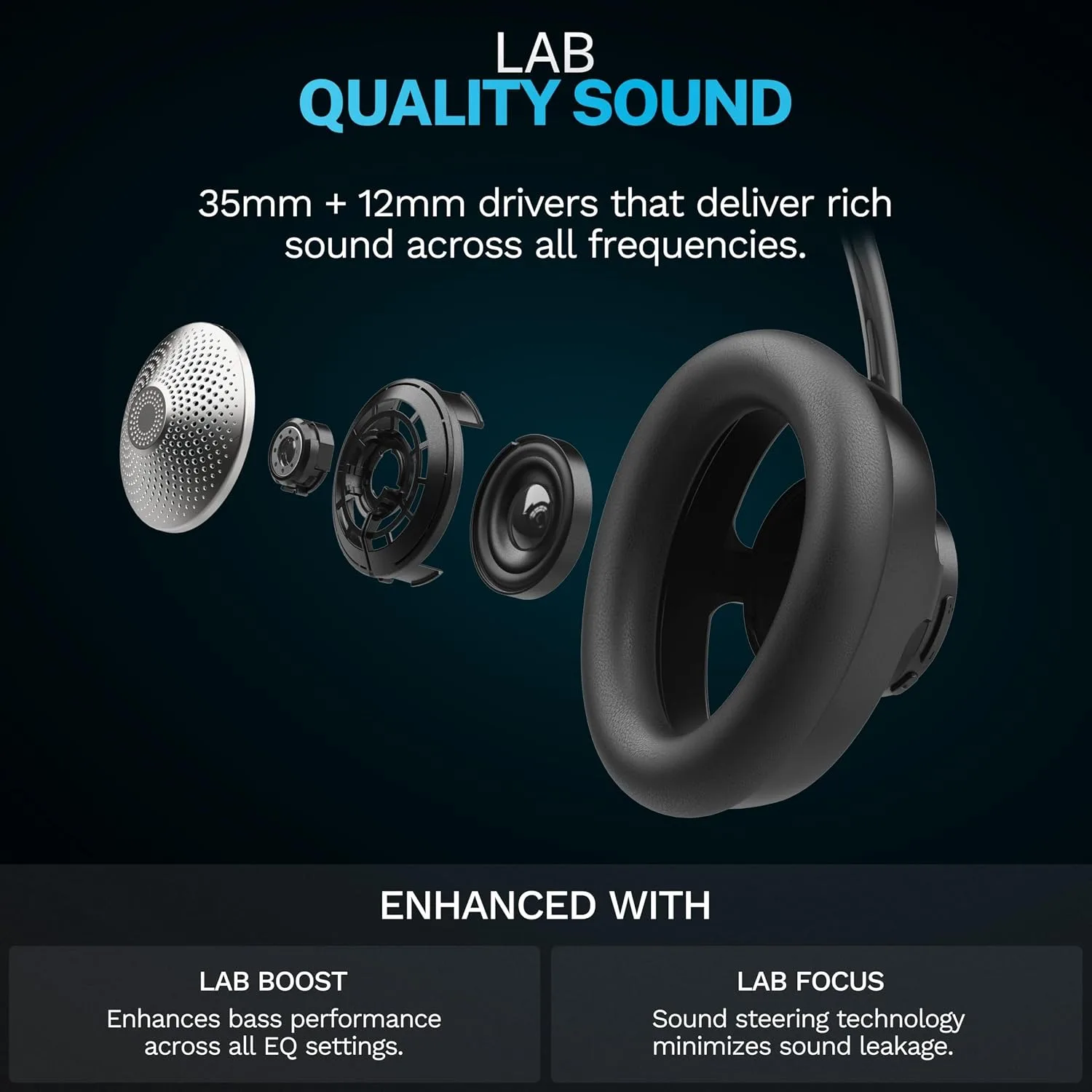 JLab JBuds Open Wireless Headphones – Open-Ear, Comfortable All-Day Fit, 24+ Hour Playtime, Immersive Sound, Bluetooth Headphones with App Control, Black