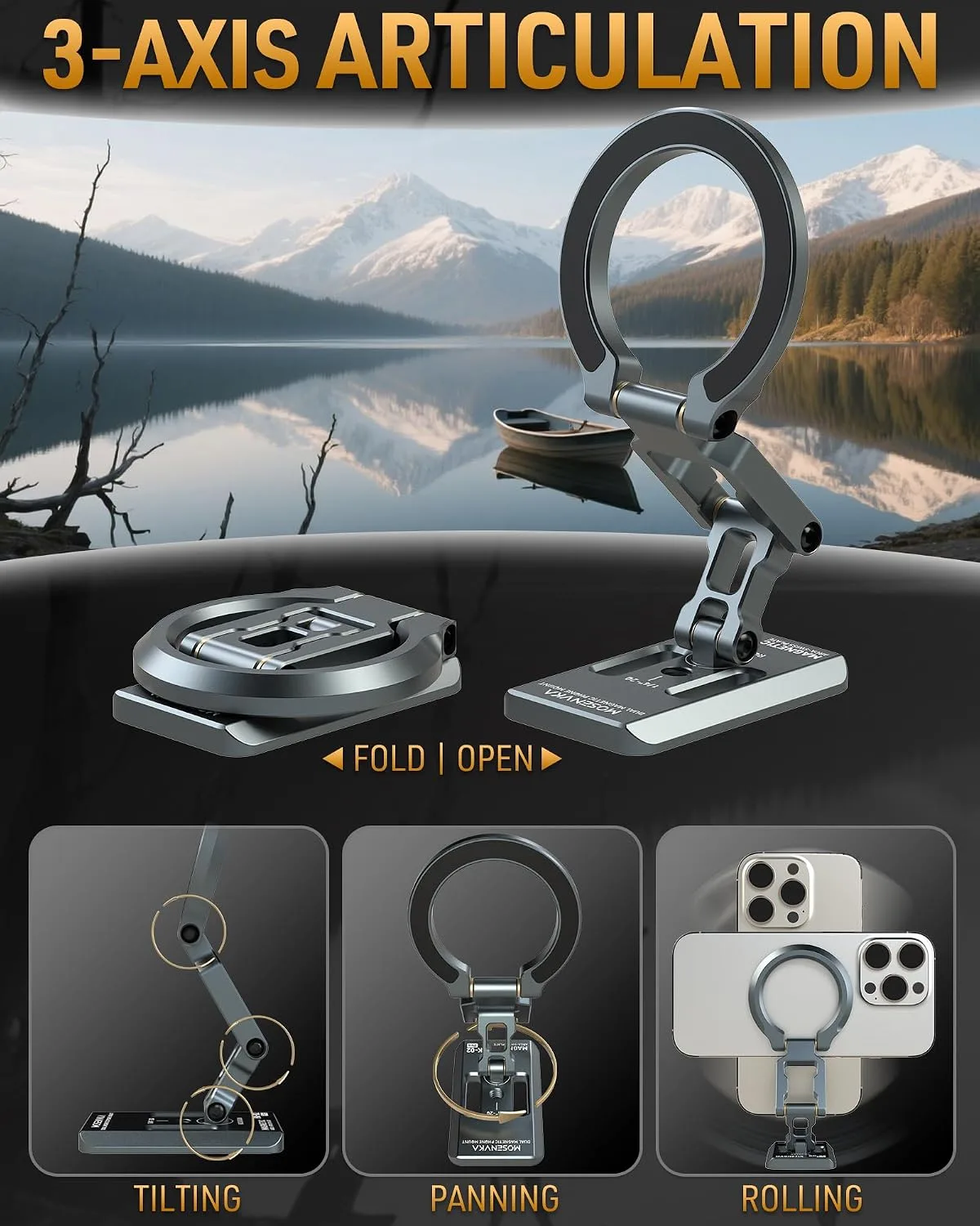 MOSENVKA Dual Magnetic Phone Stand for Gym and Travel