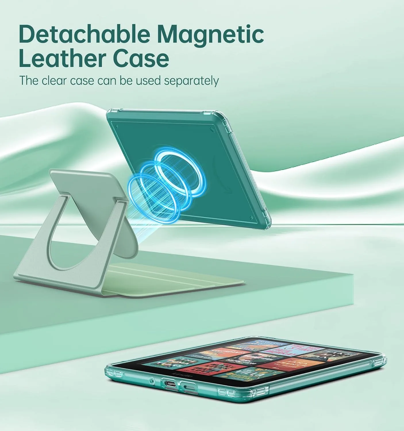 MoKo Rotating Case for 7" Kindle Paperwhite 12th Gen/Colorsoft, Agave Green
