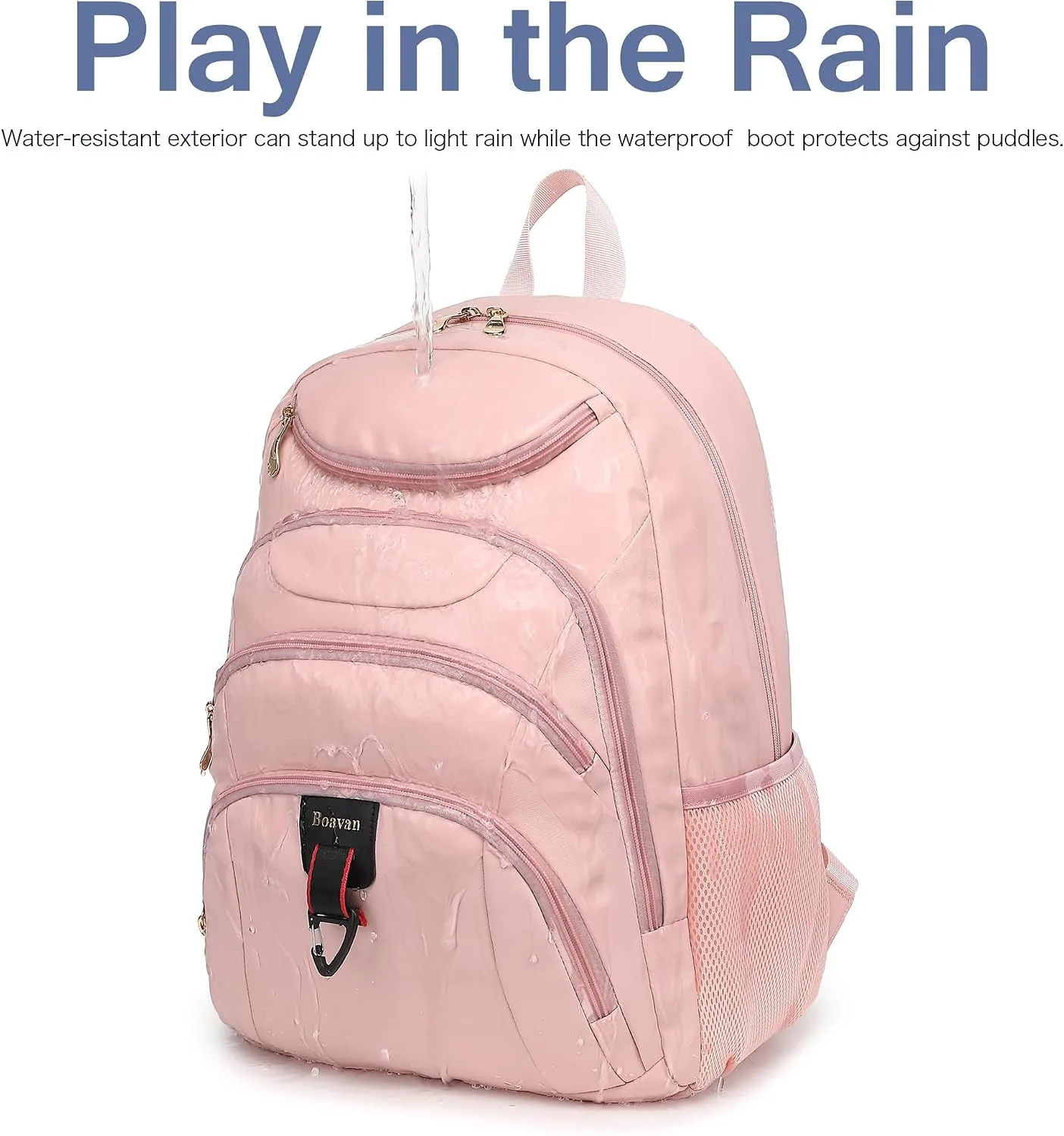 Boavan Laptop Backpack for women, 15.6 inch Laptop Bag with USB Port, Waterproof Travel Work Backpack Purse, Anti-Theft Teacher Nurse Doctor Casual Bookbags Office Business backpack，Pink