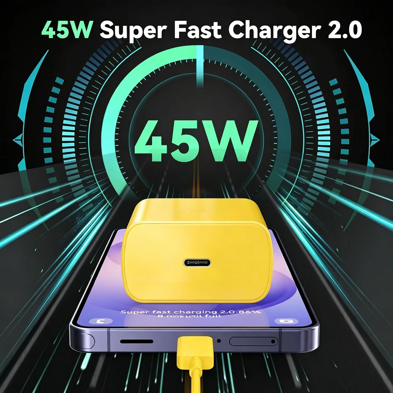 45W Super Fast USB C Android Type C Phone Charger Fast Charging 6.6FT Cord