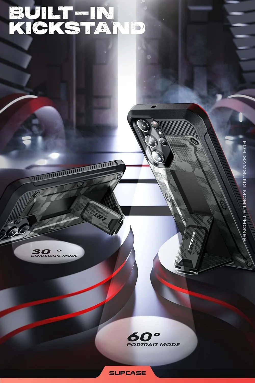 SUPCASE for Galaxy S23 Ultra Case with Built-in Screen Protector, CamoGray