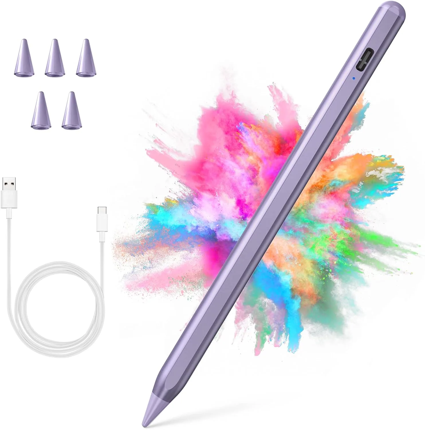 ​​​Stylus Pen for iPad 2018-2023 with Palm Rejection, Active Pencil for iPad 10th/9th/8th/7th/6th Generation, for iPad Pro 11/12.9 inch, for iPad Air 5th/4th/3th Gen, for iPad Mini 6th/5th Gen(Purple)