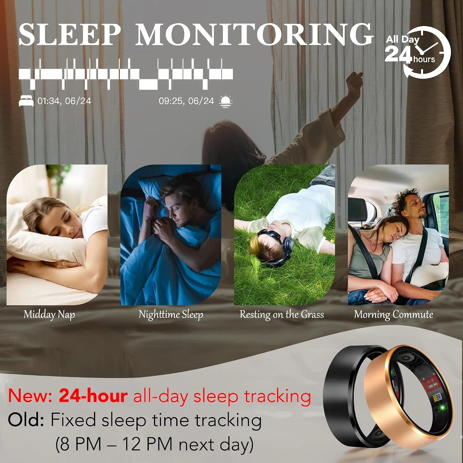Smart Health Ring Fitness Tracker for Men Women, New RG 7