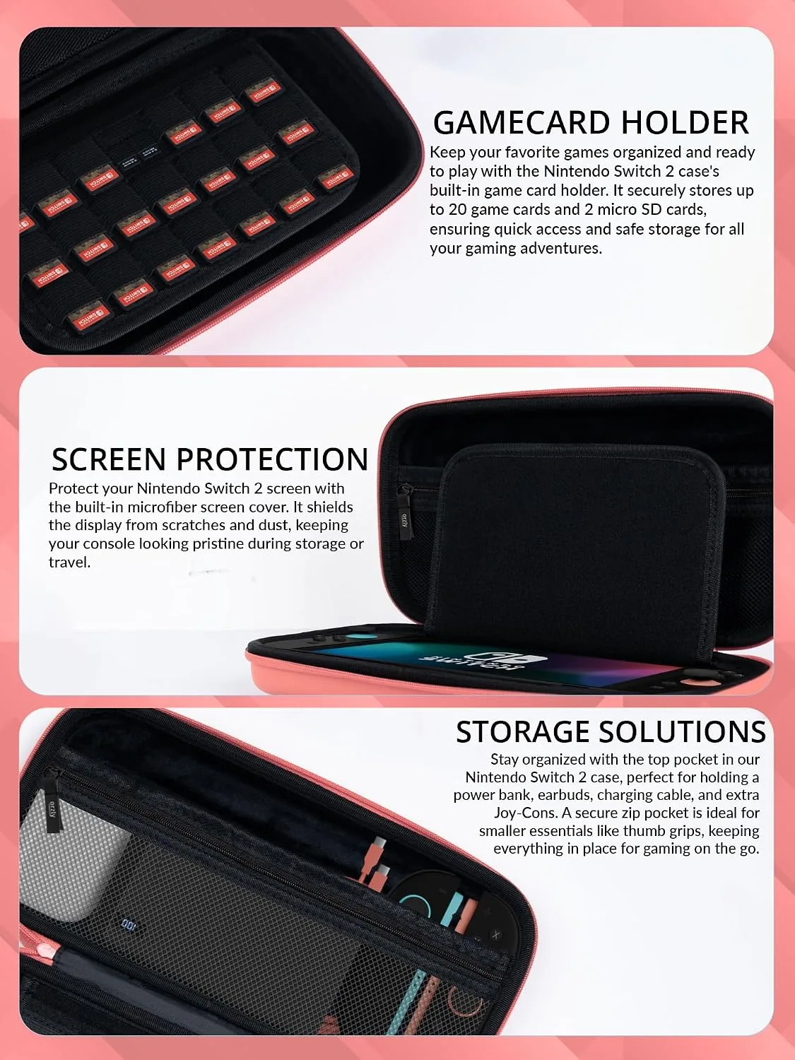 Orzly Case Compatible with Nintendo Switch 2 – Protective Travel Carry Case with Screen Padding, Game Card & microSD Slots, Zipped & Open Pockets for Accessories – 7.9" Gift Boxed