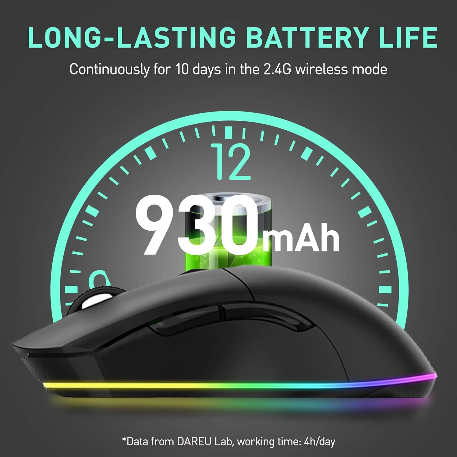 DAREU Wireless Gaming Mouse with Charging Dock Rechargeable, RGB