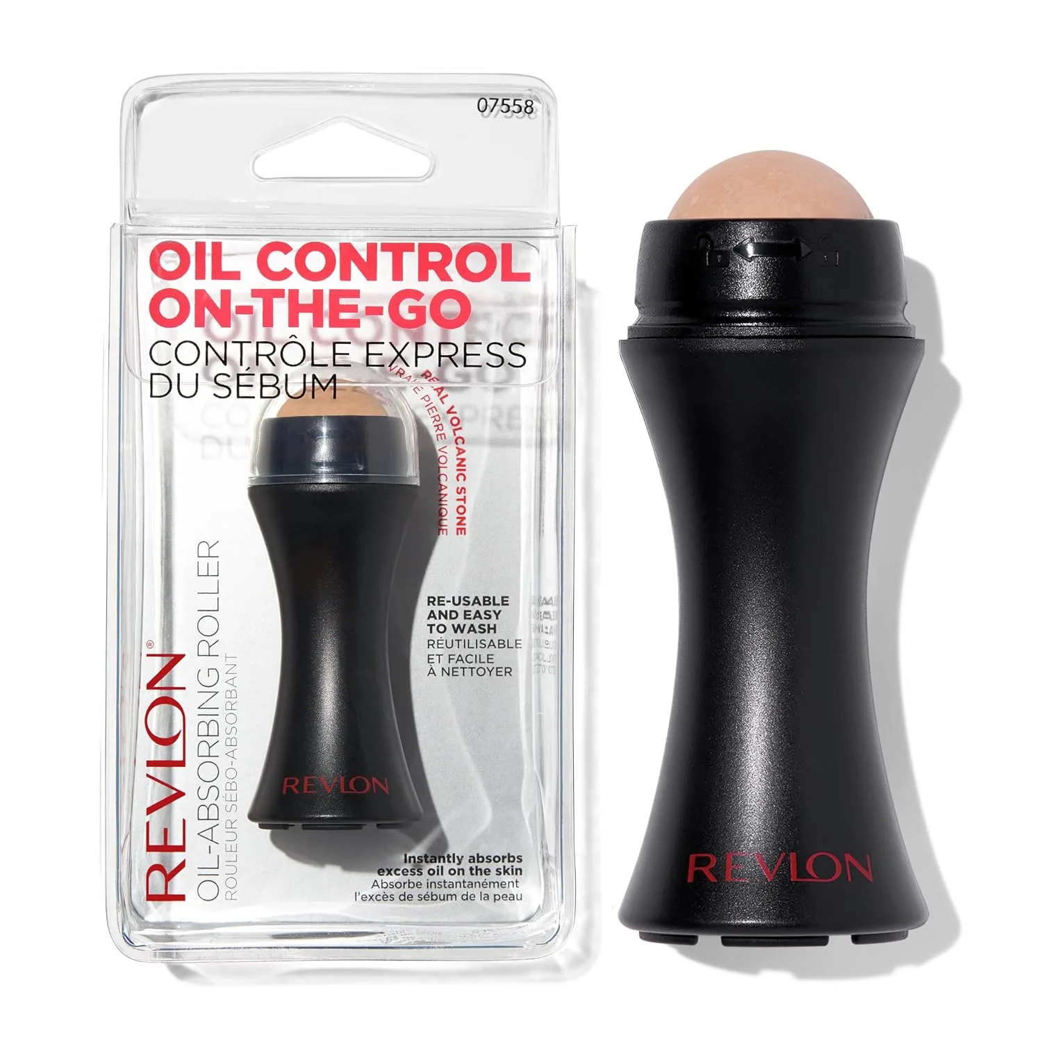 Revlon Oil-Absorbing Volcanic Face Roller, Black, 1 Count