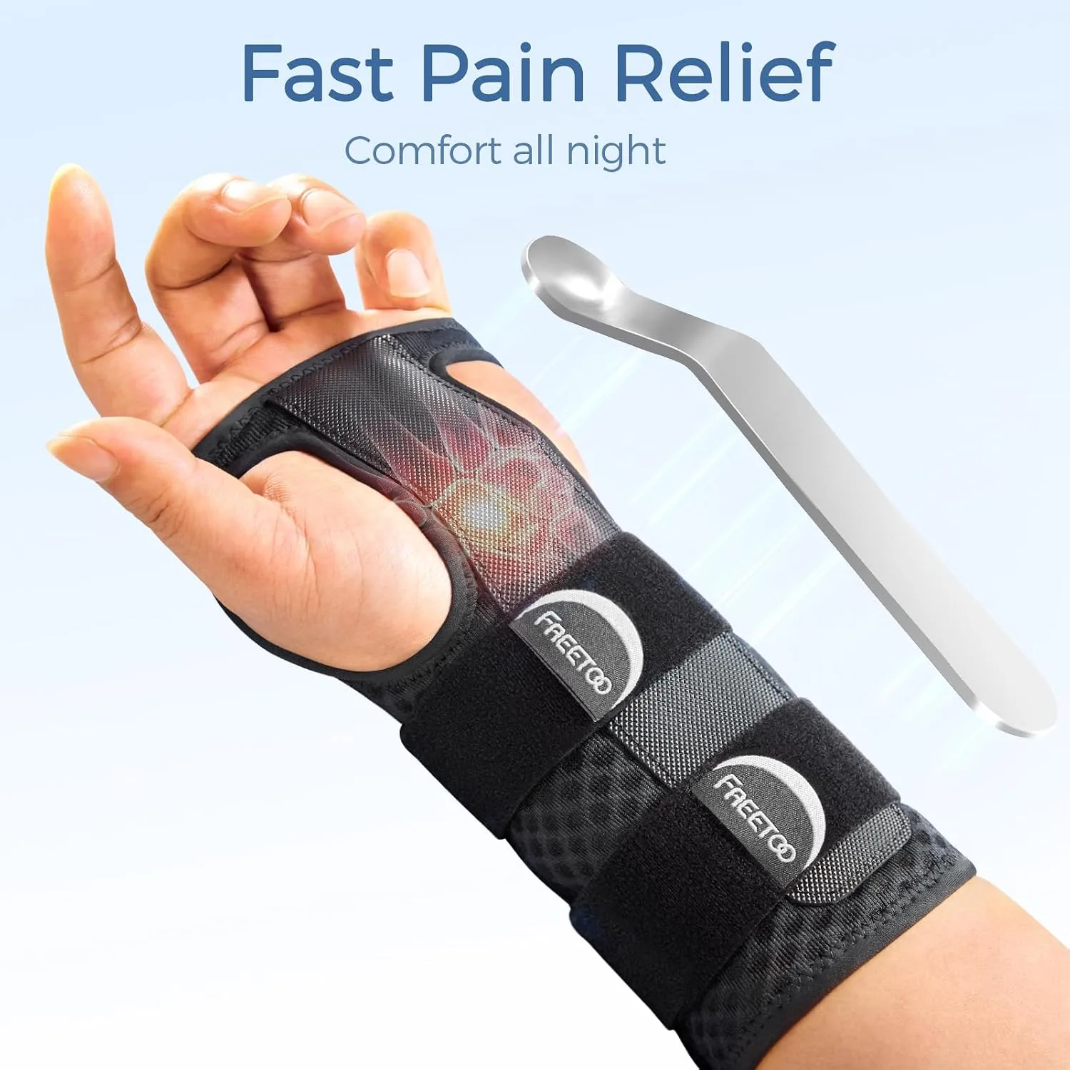 FREETOO Reversible Carpal Tunnel Wrist Brace Night Support Left Right Hand