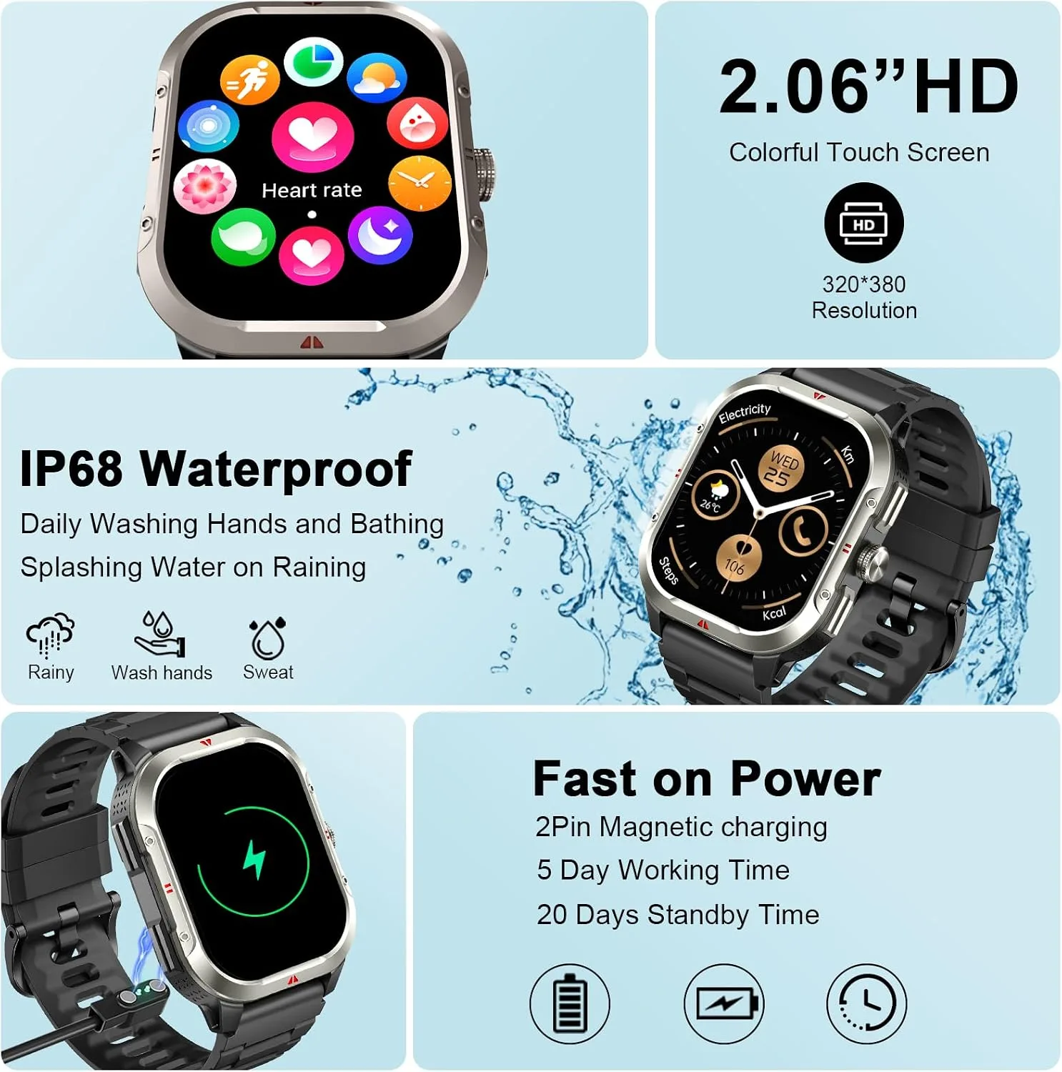 Smart Watch for Men (Answer/Make Calls), 2.06" GPS Fitness Smart Watch