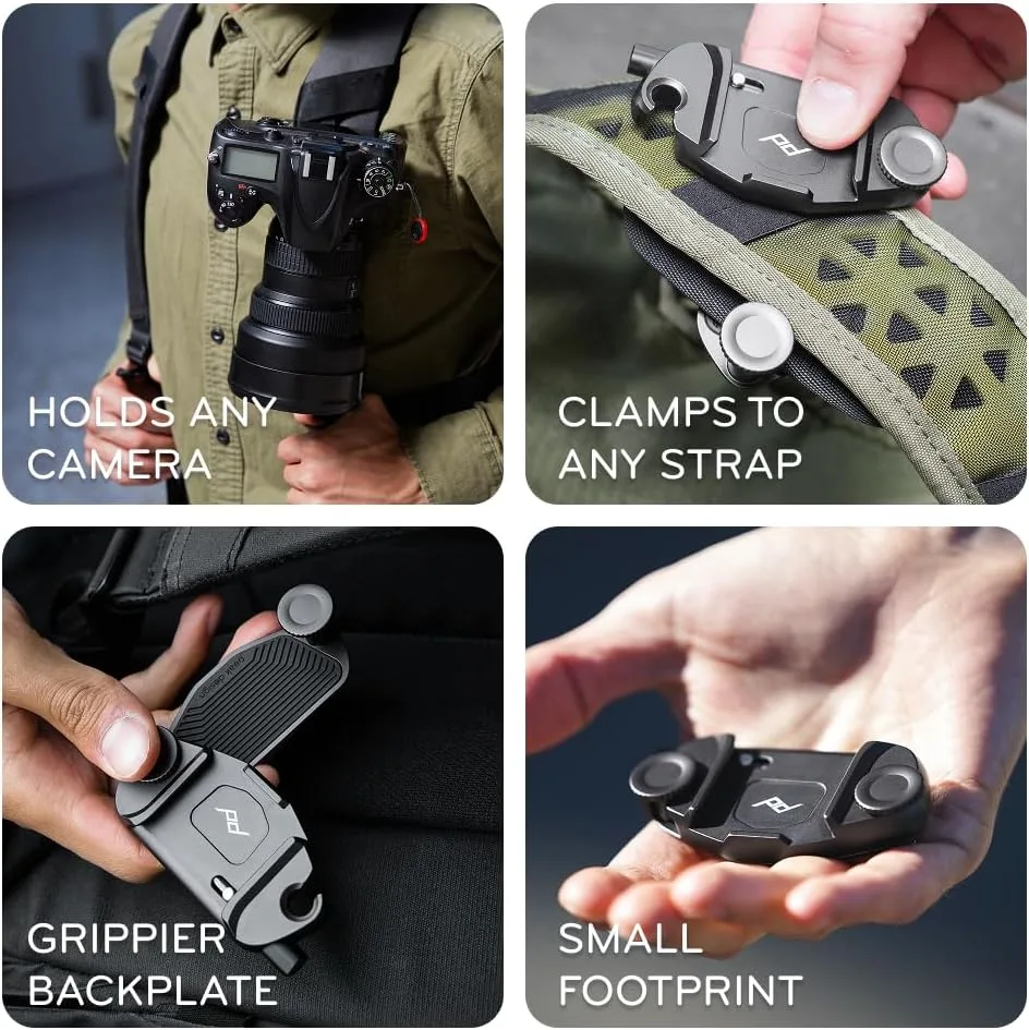 Peak Design Capture Camera Clip V3, Kelp with Plate, Holds DSLR, Compact and Point and Shoot Bodies, Secure, Stable and Accessible, Attaches to Straps and Belts, Quick Release, 200 lb Capacity