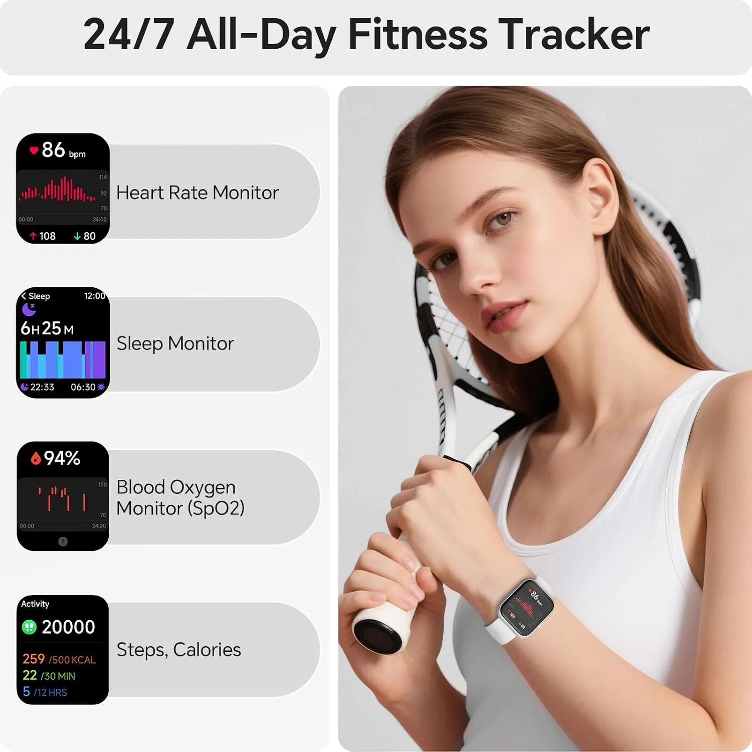 Smart Watches for Women Men, 1.85" Smart Watch Compatible iPhone/Samsung/Android (Answer/Make), Fitness Tracker with Heart Rate/Sleep Monitor, Smartwatch 3ATM Waterproof 120+ Sport Modes, Step Counter