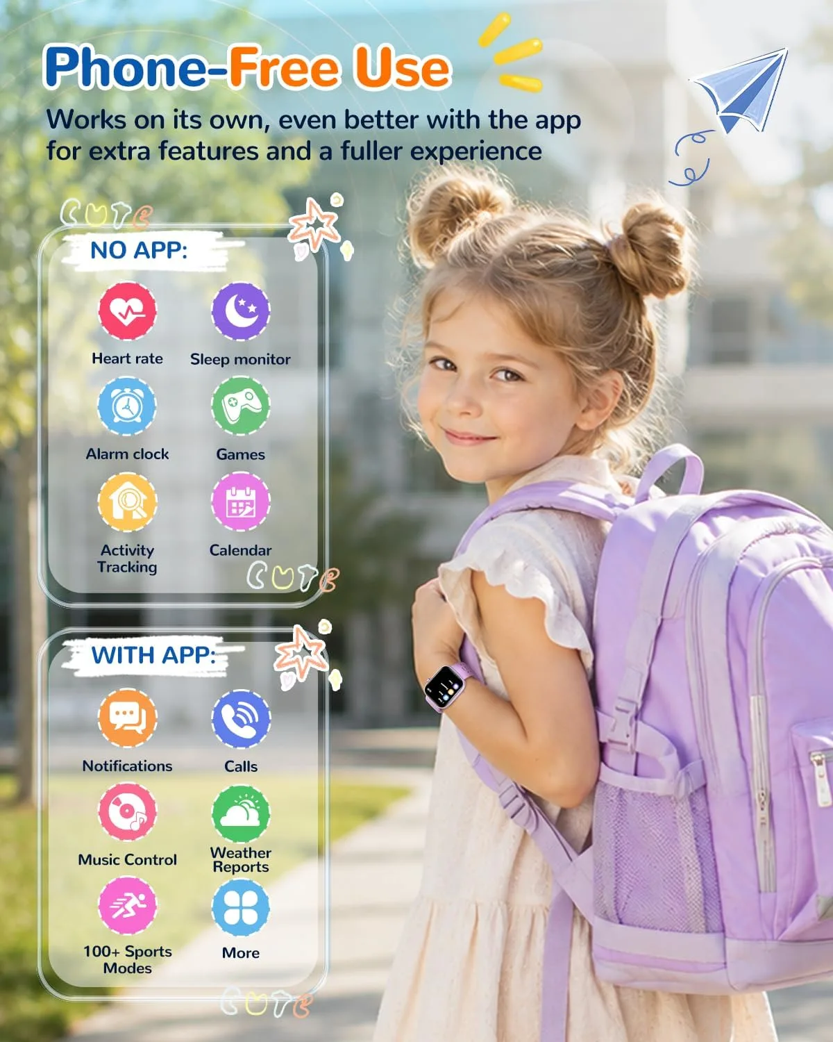 Smart Watch for Kids No Phone Need, Fitness Tracker Watch Puzzle Game 2Band