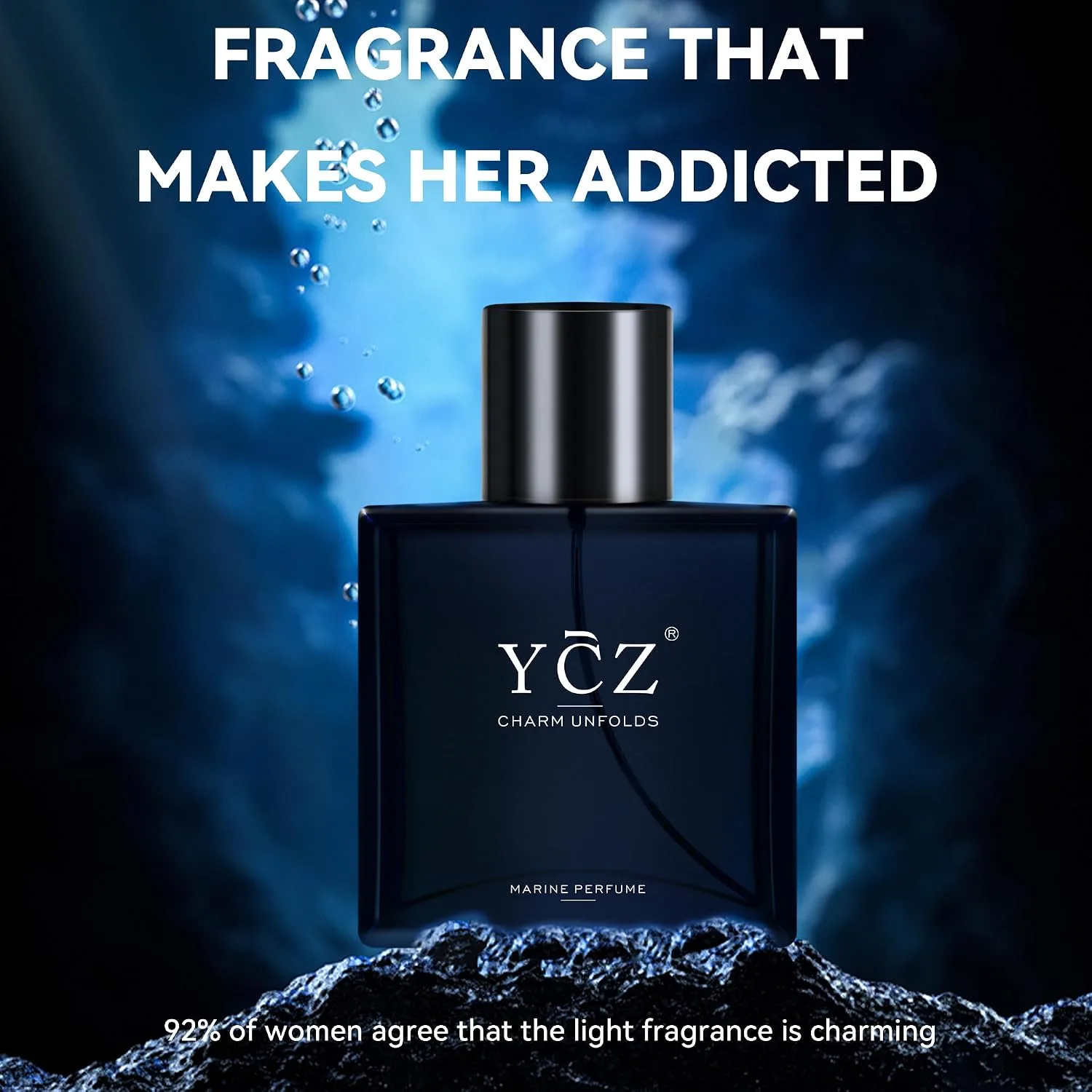 YCZ Marine Perfume, Cologne for Men, Fresh Marine Woody Fragrance