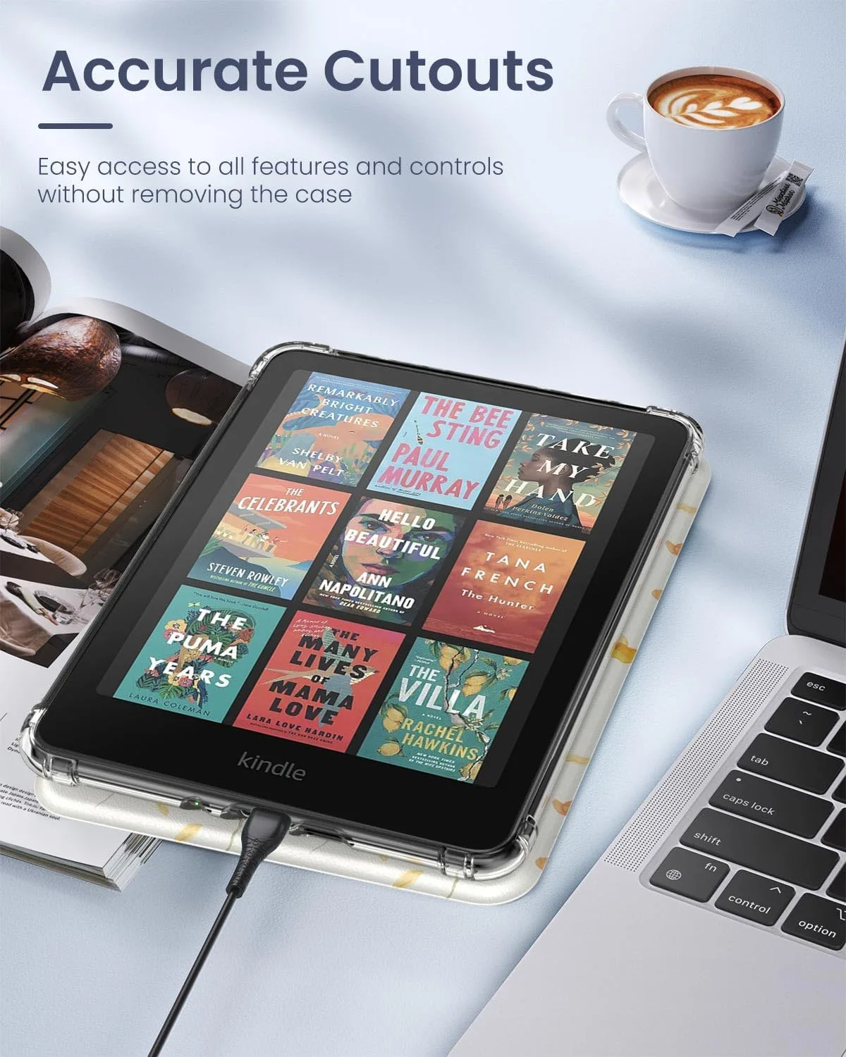 MoKo Case for Kindle Paperwhite 12th Gen & Colorsoft 2024, Flower on White