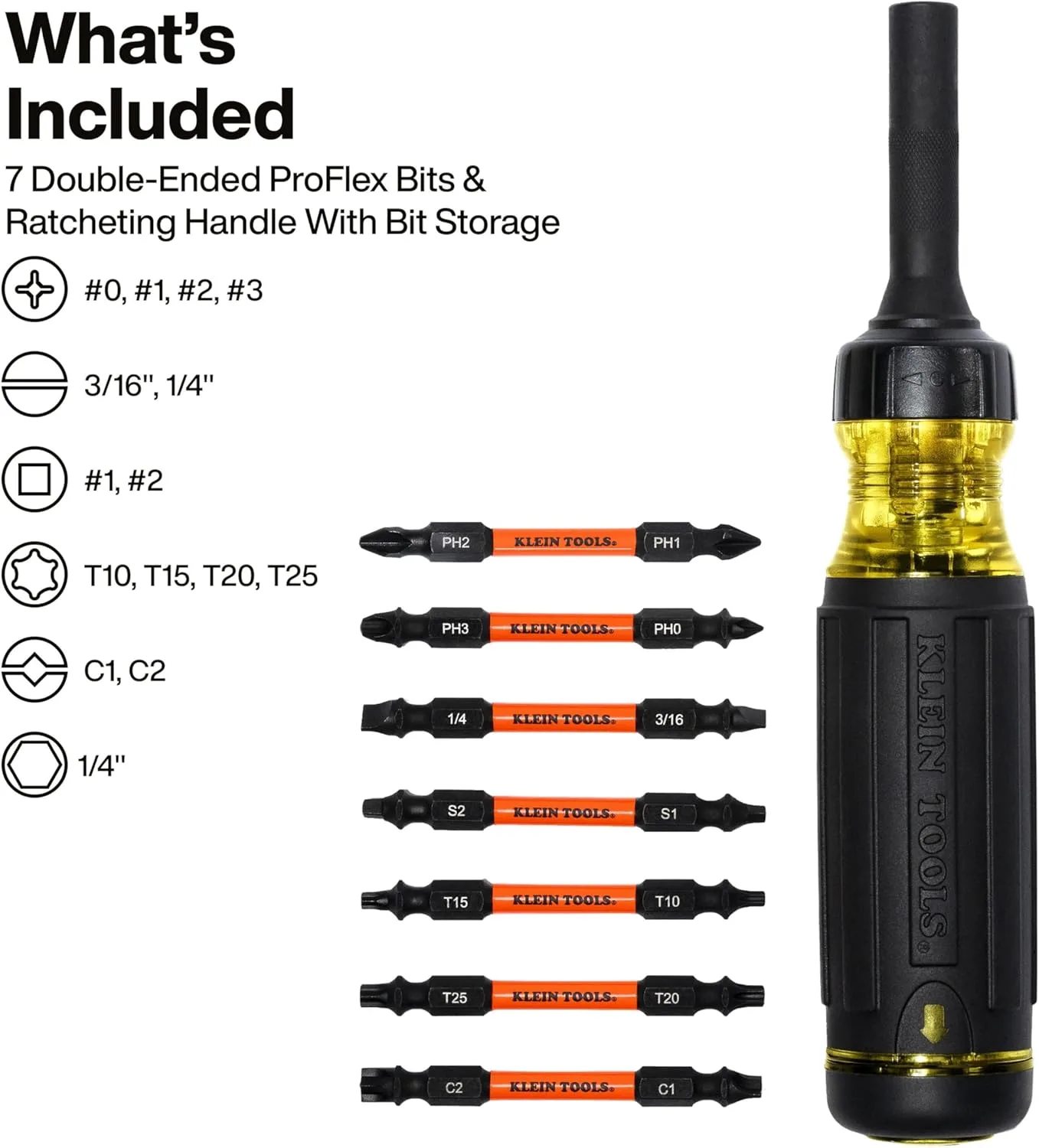 Klein Tools 32315HD 15-in-1 Multi-Bit Ratcheting Screwdriver, 8-Piece