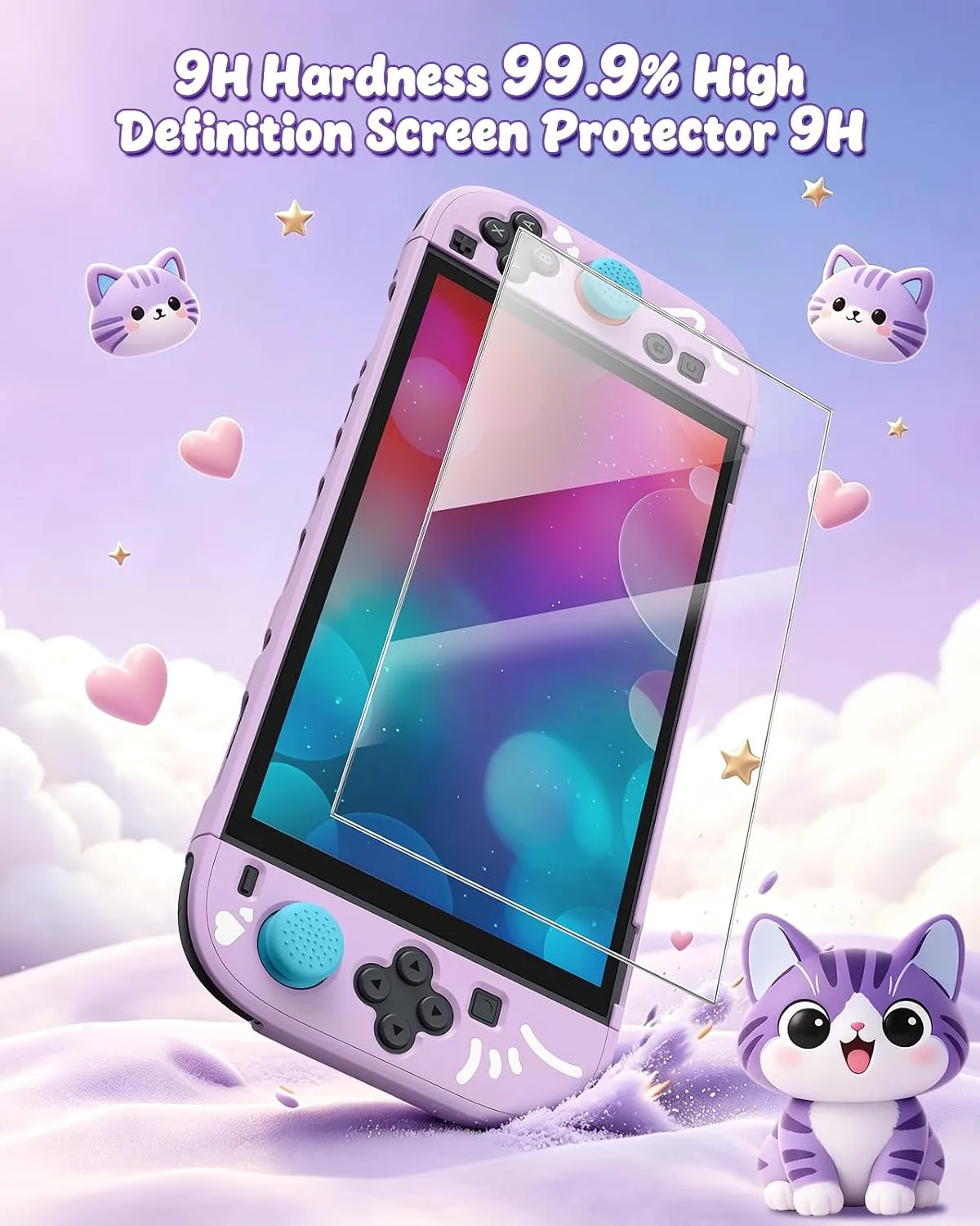 Switch 2 Cute Case, FYOUNG Dockable Kawaii Cat Protective Cover Shell