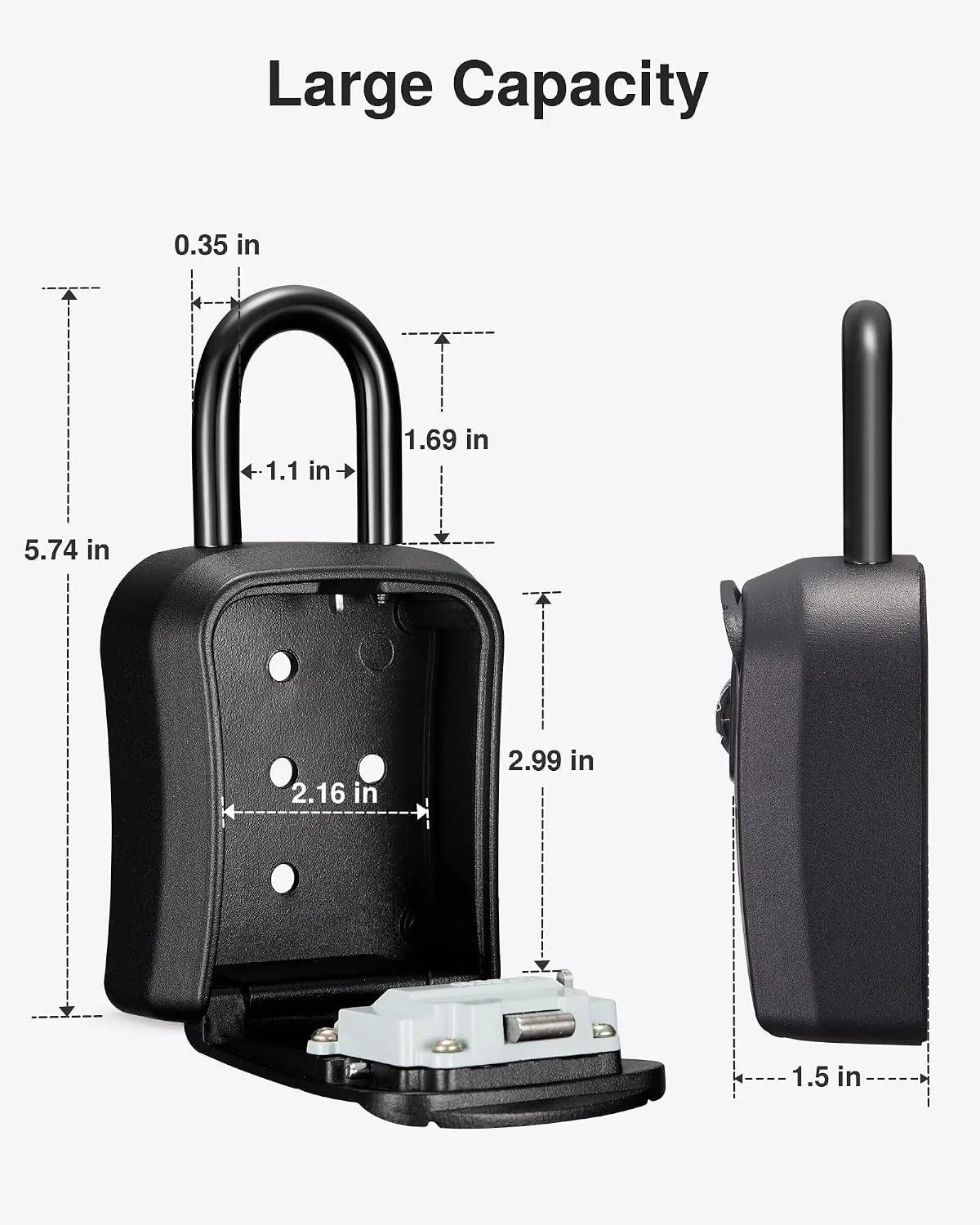 Puroma Key Lock Box Outdoor 4 Digit Code Combination Lockbox House, 1 Black