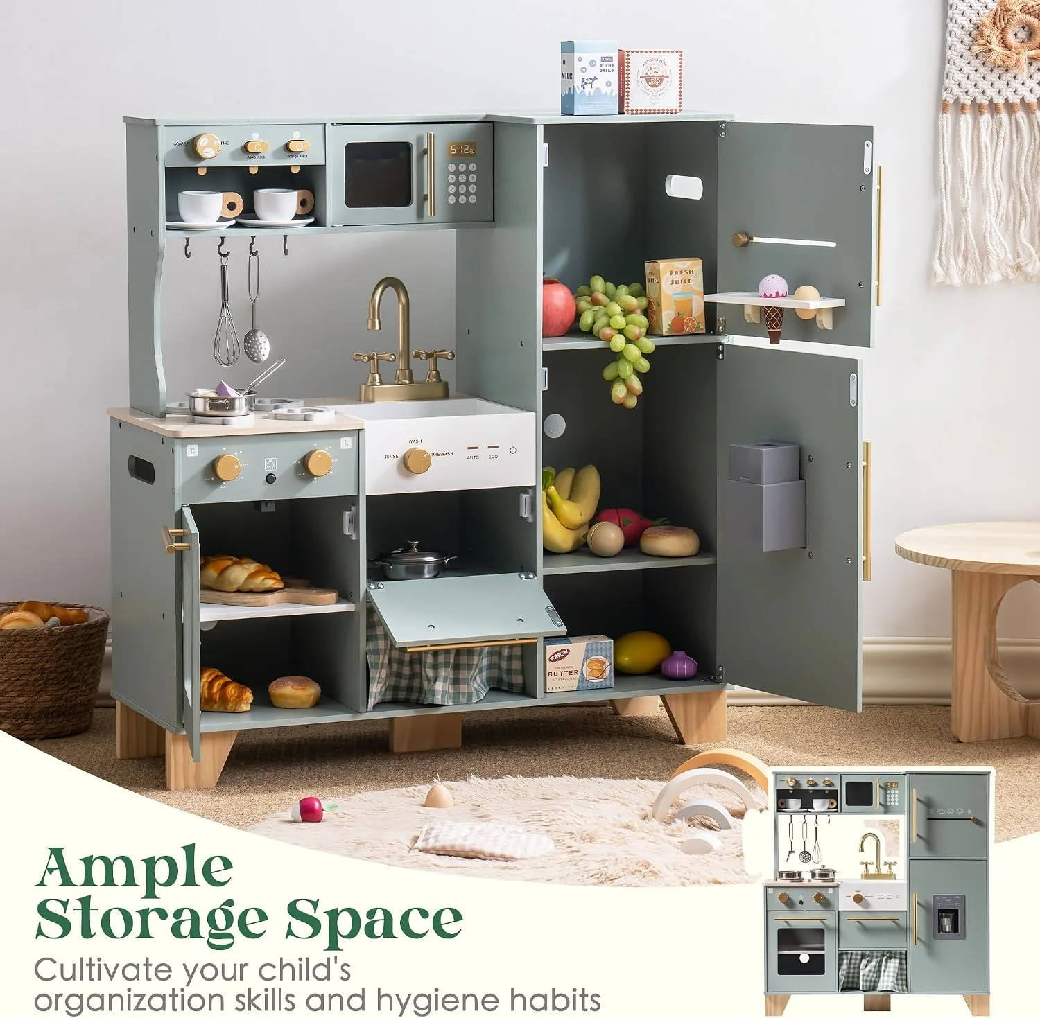 ROBUD Play Kitchen Set, Wooden Play Kitchen