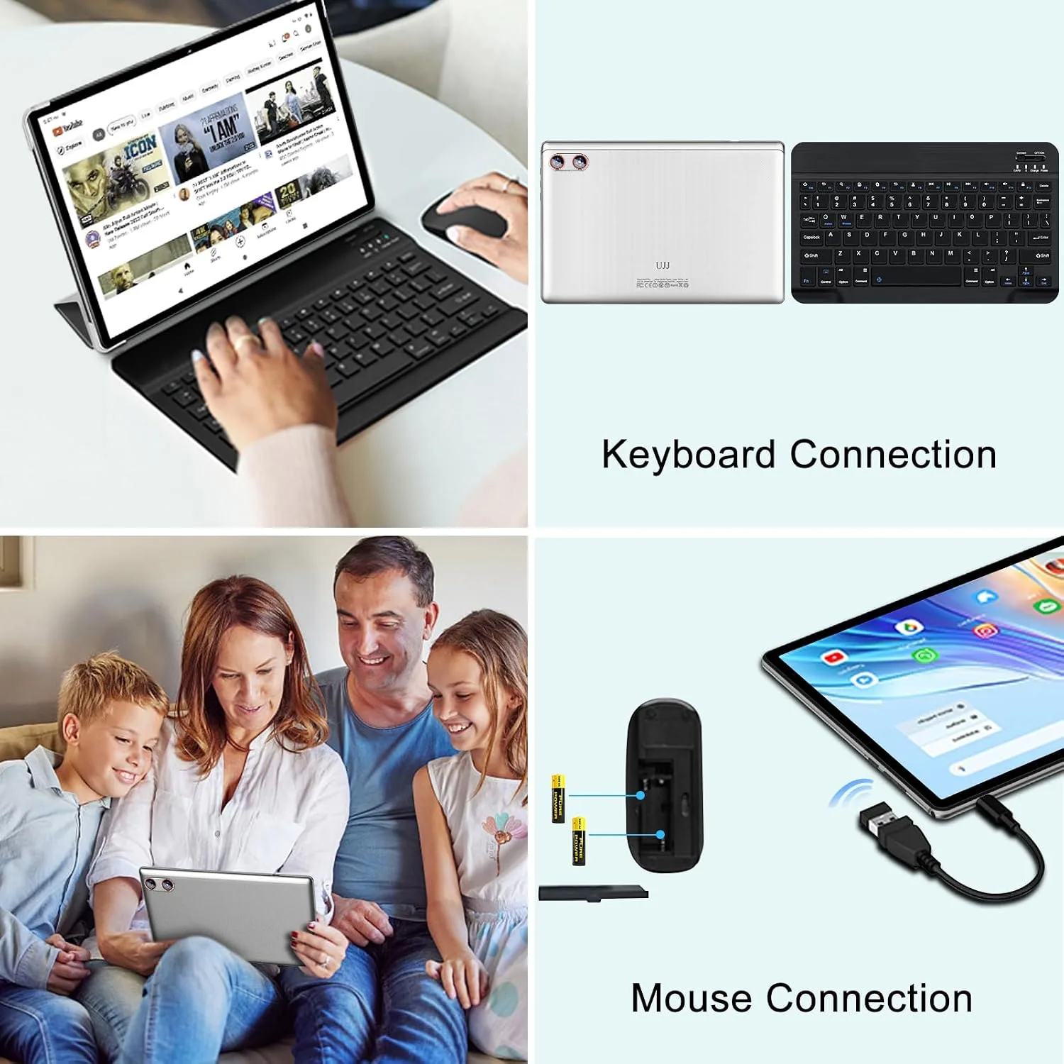 Android Tablet with Keyboard 30GB+64GB+1TB, Tablet 10 Inch Octa-Core Electronics Tablets, Gemini AI, 6000mAh, HD IPS Display, 5G WiFi, Widevine L1, Split Screen - Sliver