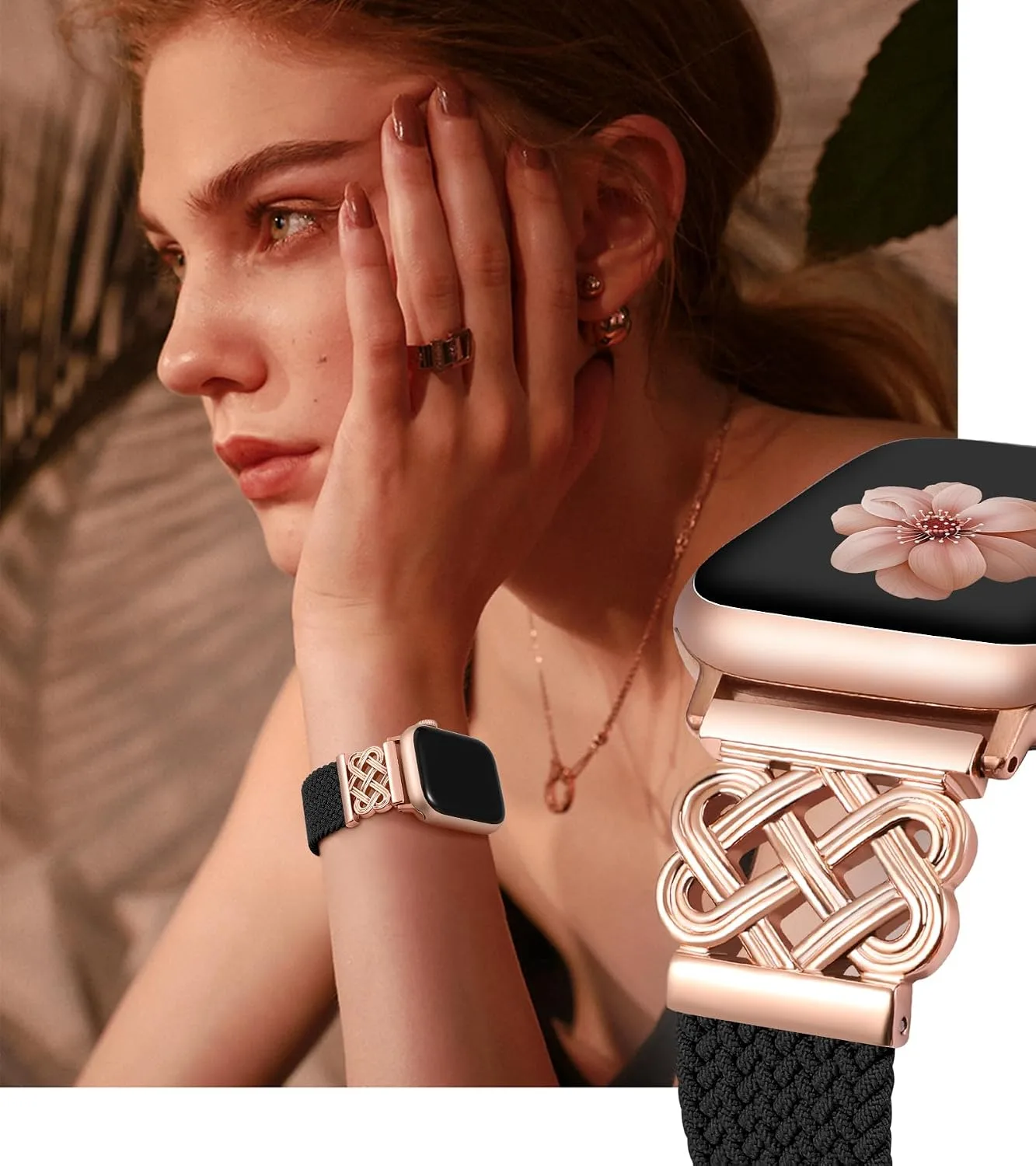 Braided Stretchy Band with Magnetic Clasp for Apple Watch Bands Women Men
