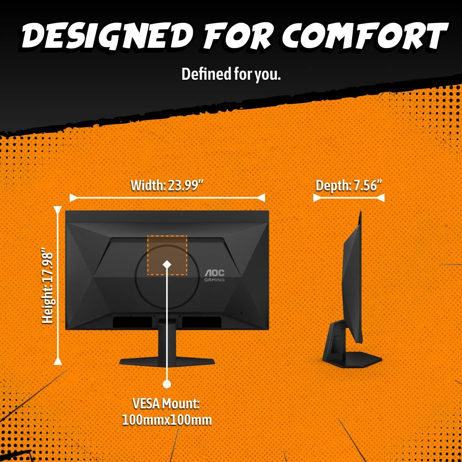 AOC 27" Gaming Monitor QHD QD OLED 144Hz NVIDIA G-SYNC Compatible Q27GADE