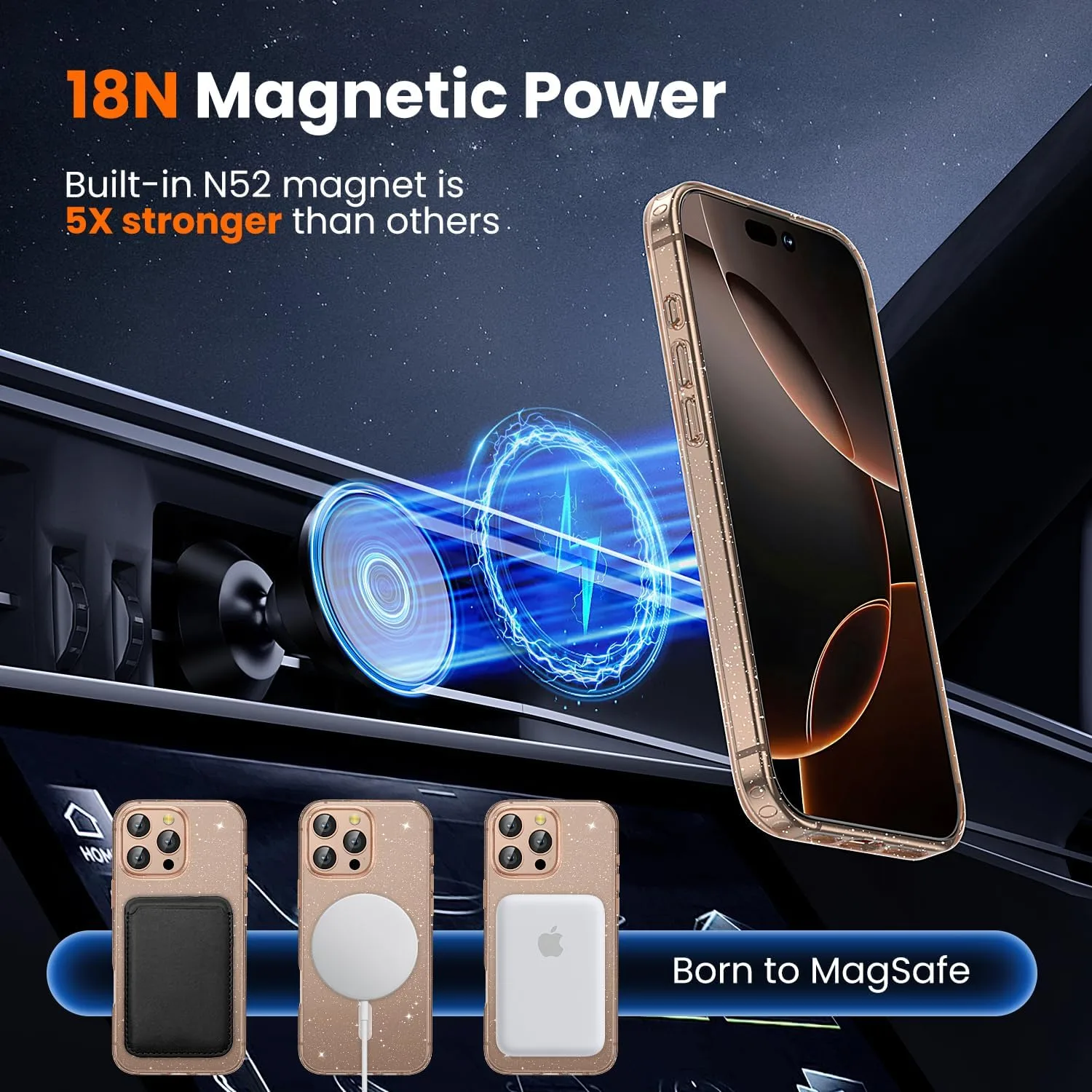 toushion 3 in 1 for iPhone 16 Pro Max Case Clear Glitter
