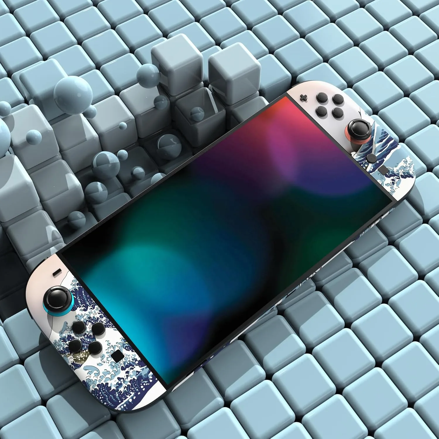 PlayVital for Nintendo Switch 2 Skin Full Set (2-Pack) - Protective Vinyl Decal Stickers for Switch 2 Console, Joycons, Handle Grips & Dock | No Residue, Anti-Scratch - The Great Wave