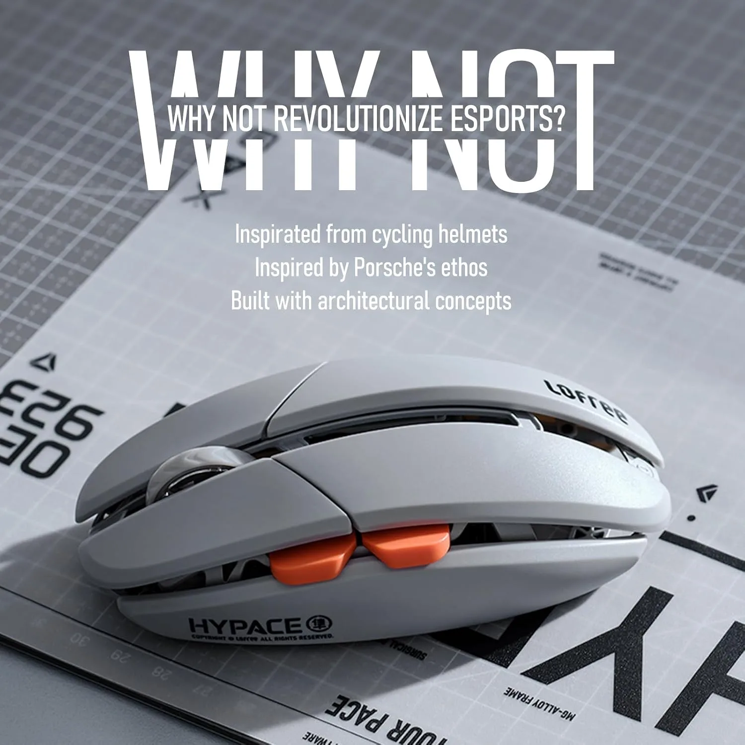 LOFREE Hypace Ultra-Lightweight Wireless Gaming Mouse, 47g, PAW3950 Sensor, 40K DPI, 8K Polling Rate, Mg Alloy Frame, Tri-Mode(Bluetooth/2.4GHz/Wired), 100Hrs Battery for PC/Mac (Ghost)