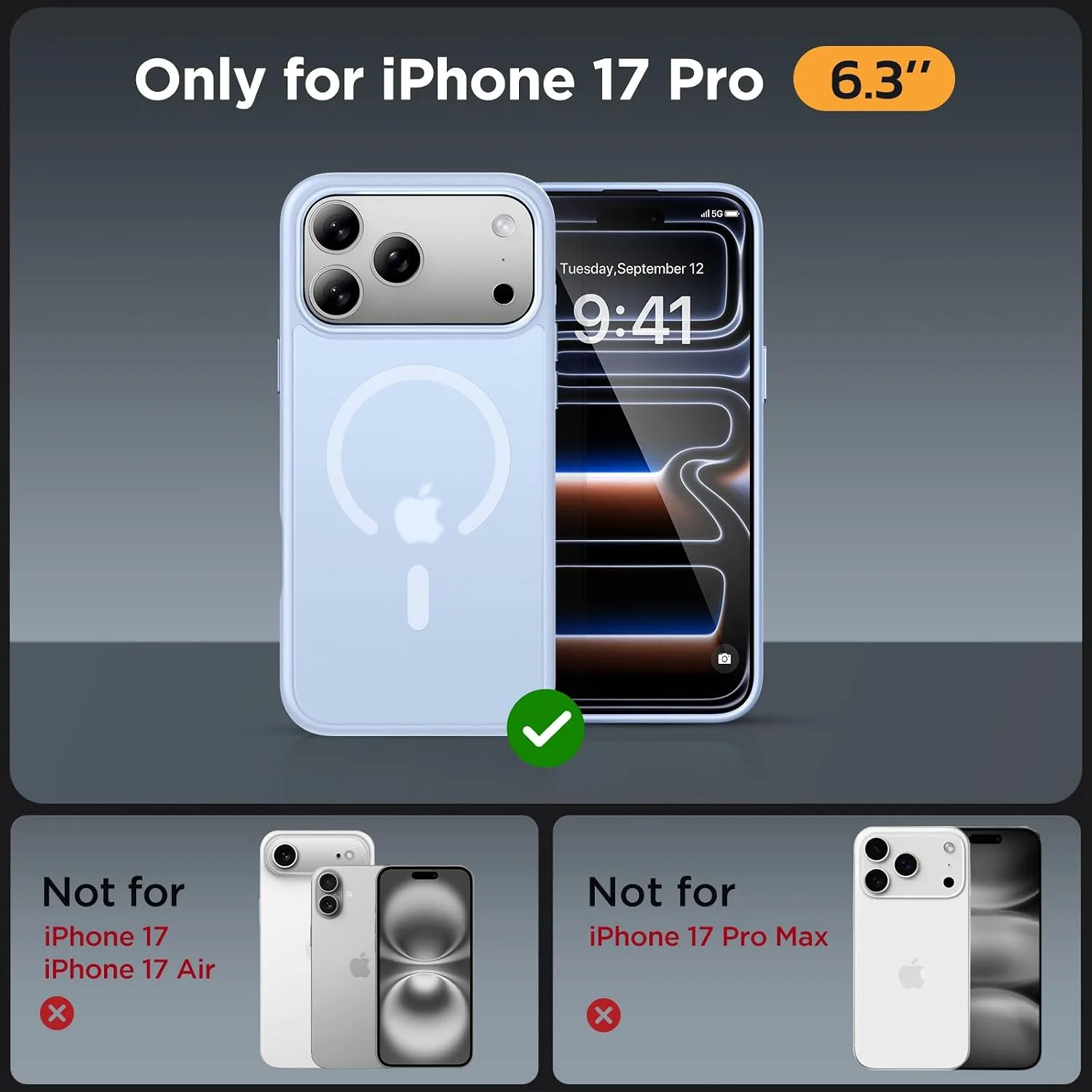 Miracase Magnetic for iPhone 17 Pro Case 6.3" with Screen Protector, [Compatible with MagSafe] Military-Grade Protection, Anti-Fingerprint, Slim Thin Phone Case for 17 Pro Cover, Clove Purple