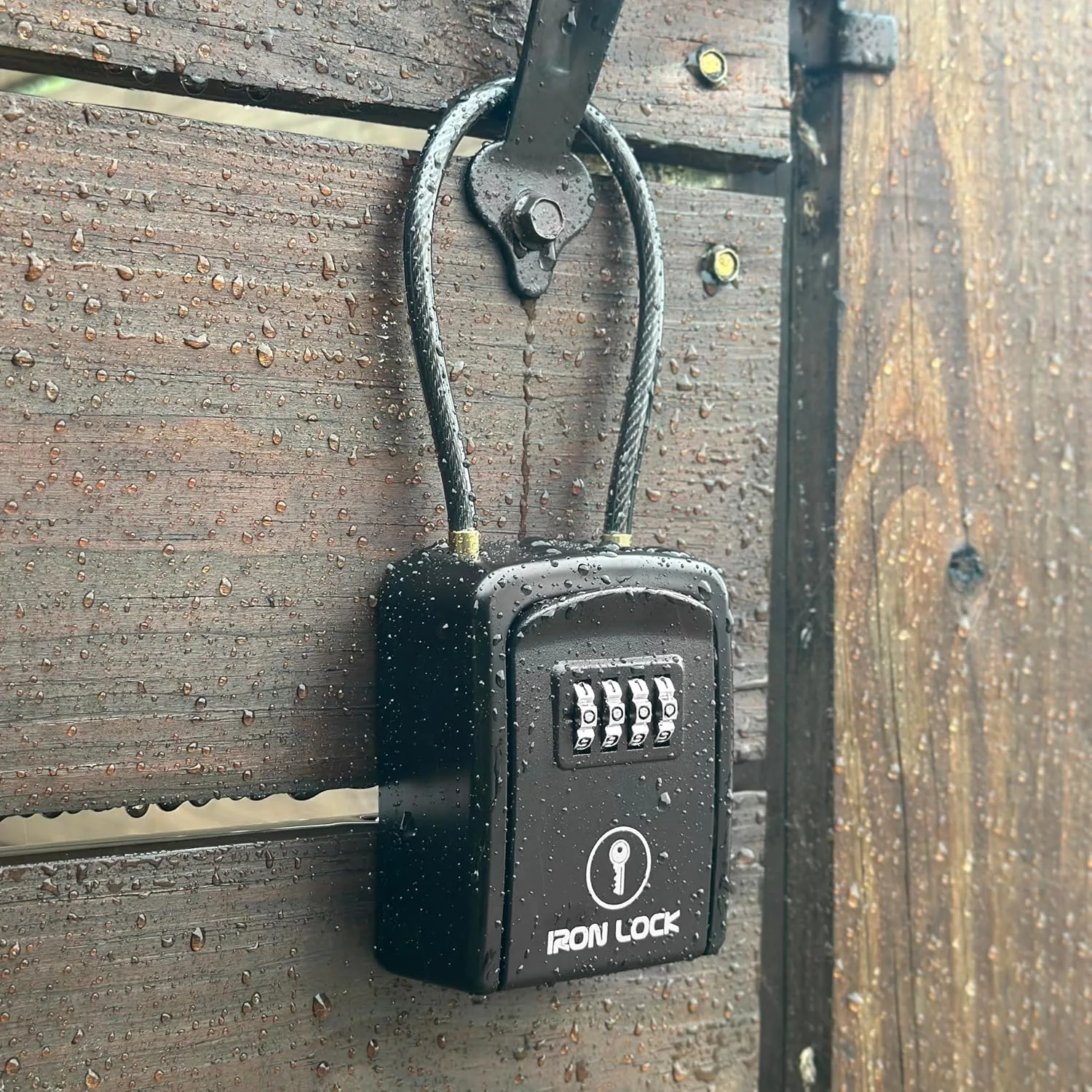 Iron Lock® Key Lock Box with Code, Portable Cable Shackle (Small, Black)