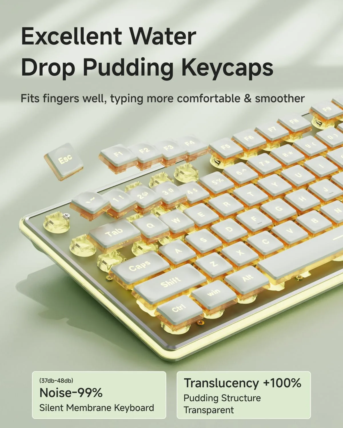 Wired Keyboard with Warm Backlit, Never Fade, Soft Click Typing, Green