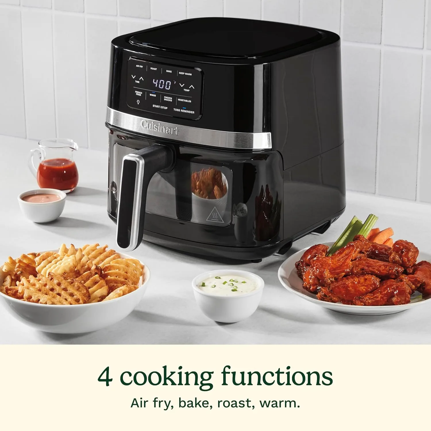 Cuisinart Air Fryer, 4.5-Quart Basket Fryer with 4 Cooking Functions to Air Fry, Roast, Bake, and Keep Warm, 4 Airfryer Presets, Dishwasher-Safe Parts, AIR-160NAS, Stainless Steel & Black