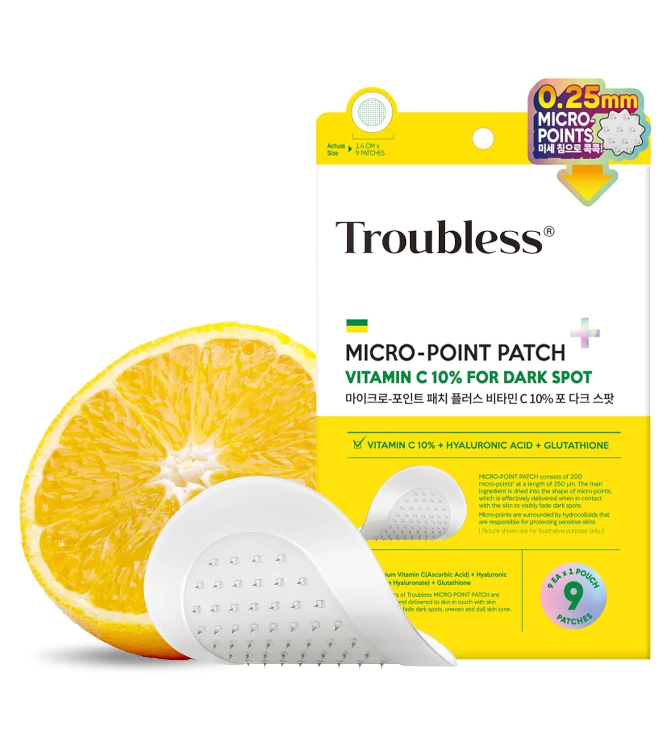 Troubless Micro Patch Plus - 10% Vitamin C Zit Hydrocolloid Patch 9EA