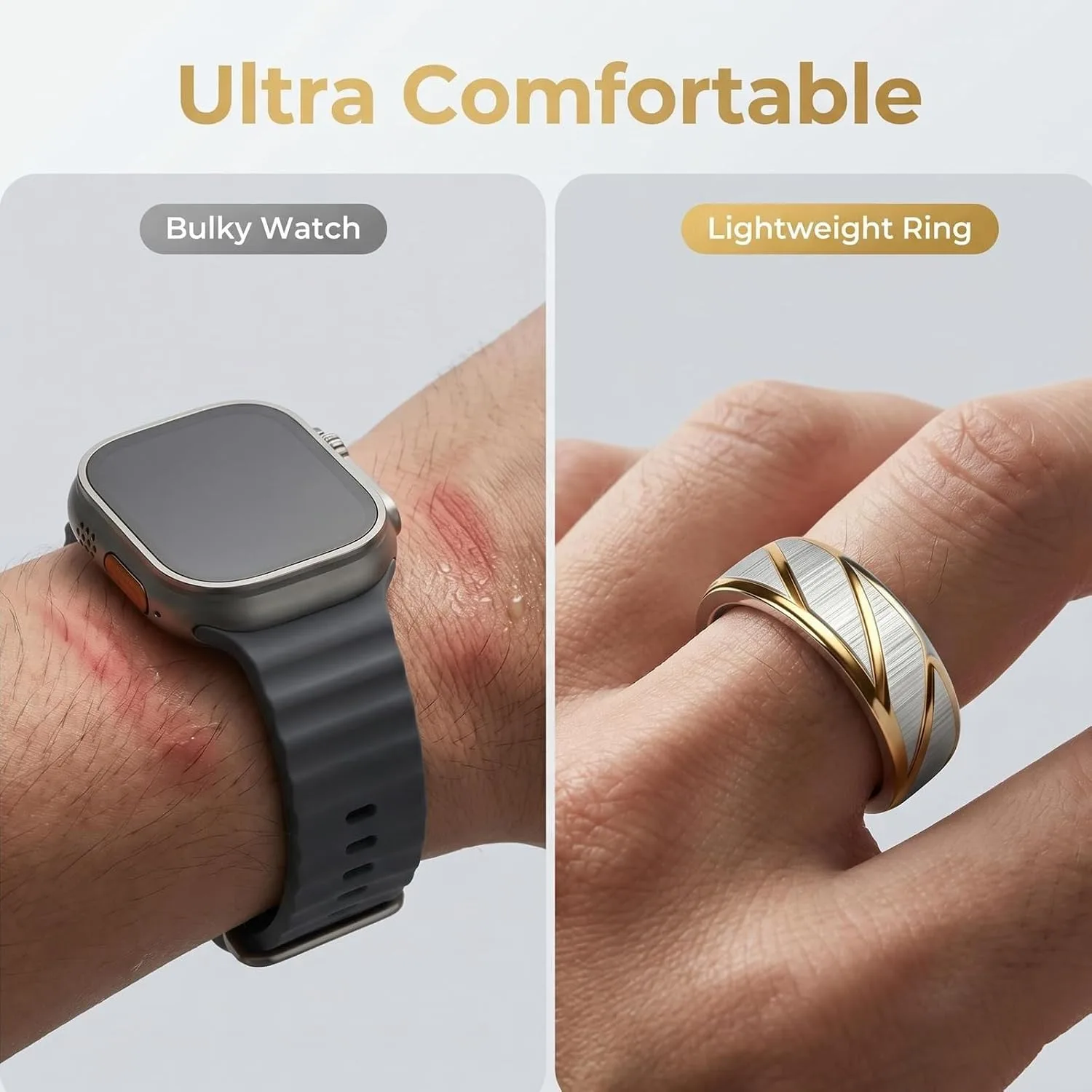 Smart Ring for Women Men, Two-Tone Gold Silver Health Tracker Ring with Sleep Heart Rate Blood Oxygen Monitor, Waterproof Titanium Smart Rings, Fitness Activity Tracker Ring for Sports Daily Wear #7